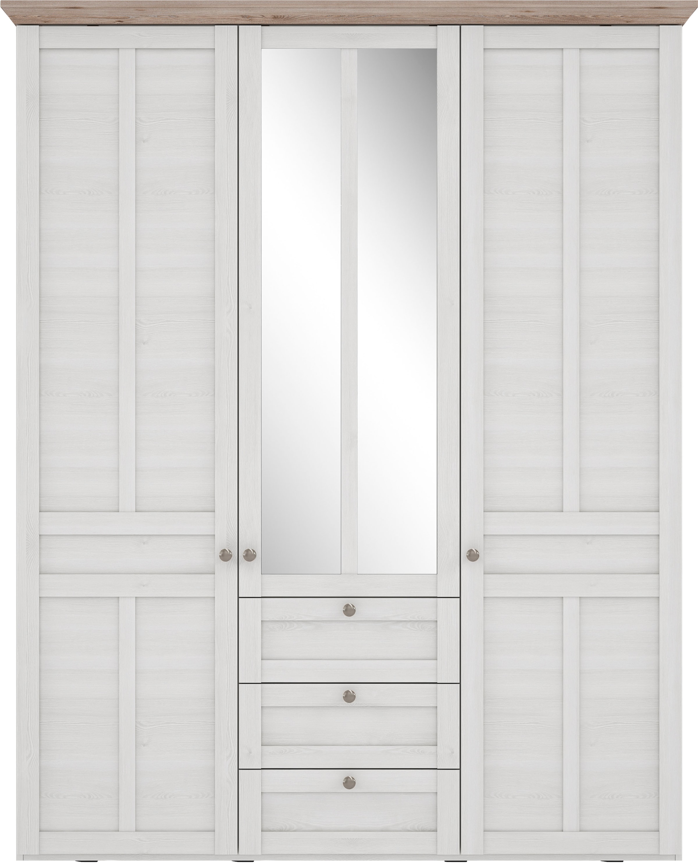 FORTE Kleiderschrank »Iloppa, Schlafzimmerschrank im Landhausstil«, (Maße: B/H/T ca. 155x192,6x57,3 cm), mit Spiegel