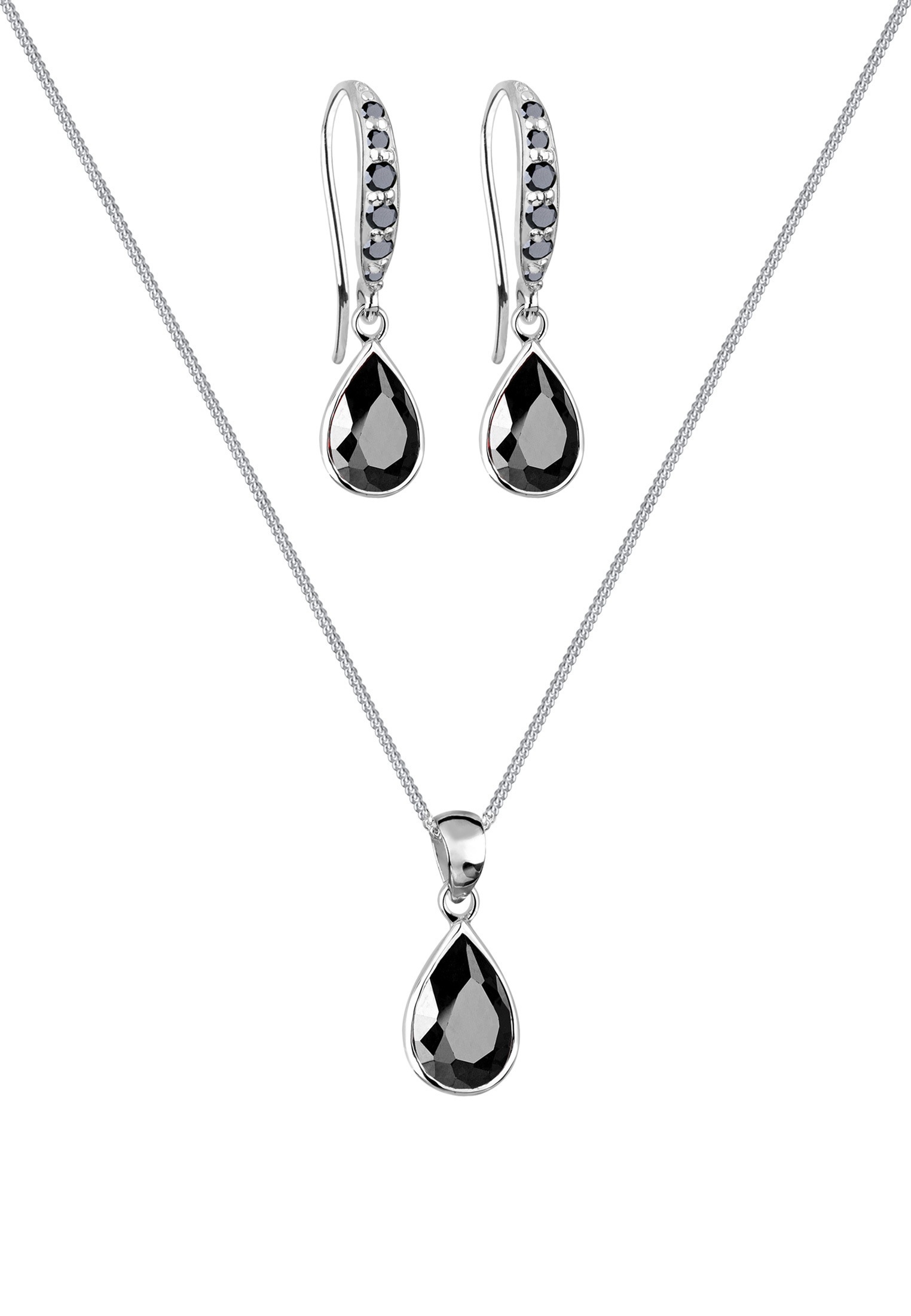 Elli Ohrring und Ketten Set »Schmuckset Tropfen Zirkonia Weiß 925 Sterling Silber« ()