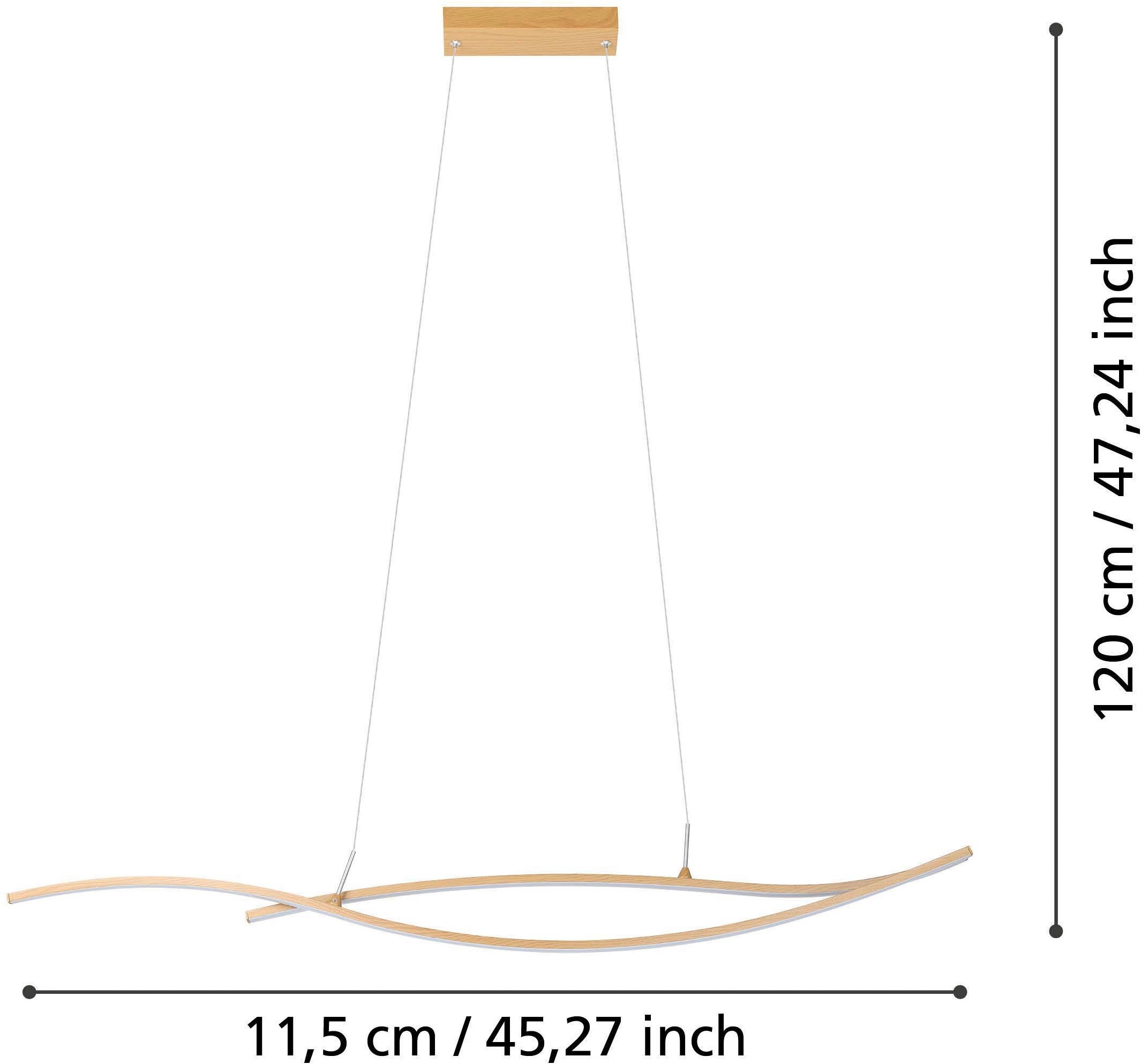 EGLO Hängeleuchte »Grisolia Hängelampe, Wohnzimmerlampe,  Metall und Kunststoff, Lampe« LED-Modul 1 Stk. Neutralweiß Hängeleuchte - L115 x B7 x H120 cm - braun - 20W inkl.