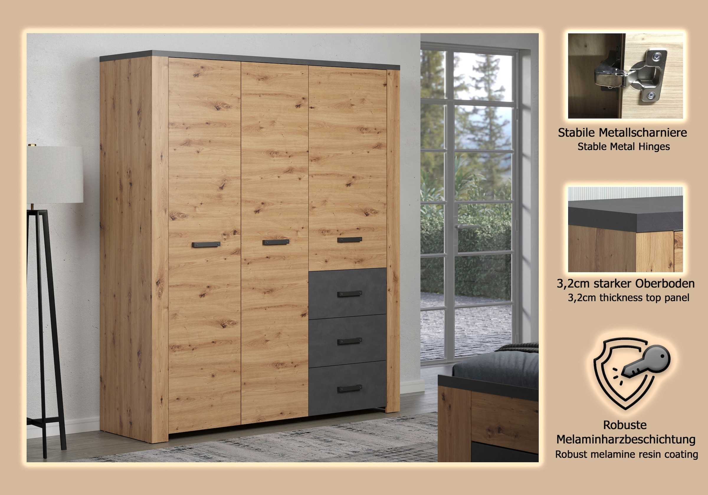 Home affaire Kleiderschrank »Ambres« 1 Stk. tlg.