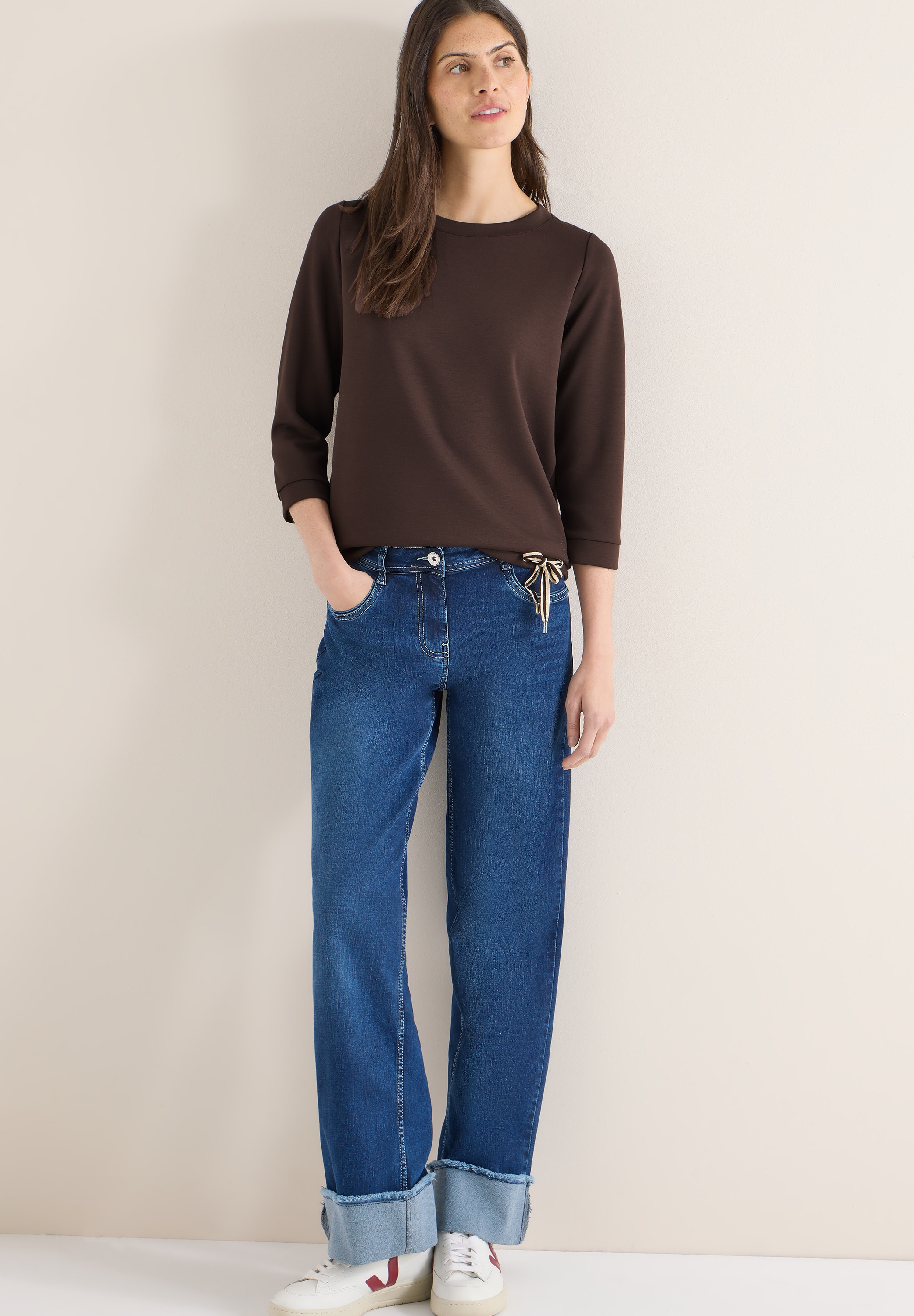 Cecil 3/4-Arm-Shirt mit Kordelzug am Saum