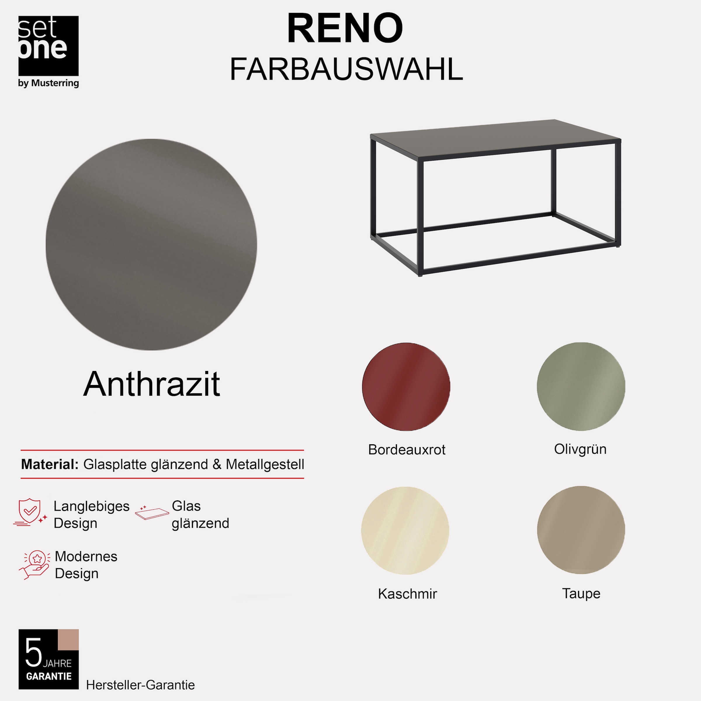 set one by Musterring Couchtisch »Reno« 1 Stk. tlg. Maße (BxHxT in cm) 100 x 45 x 60