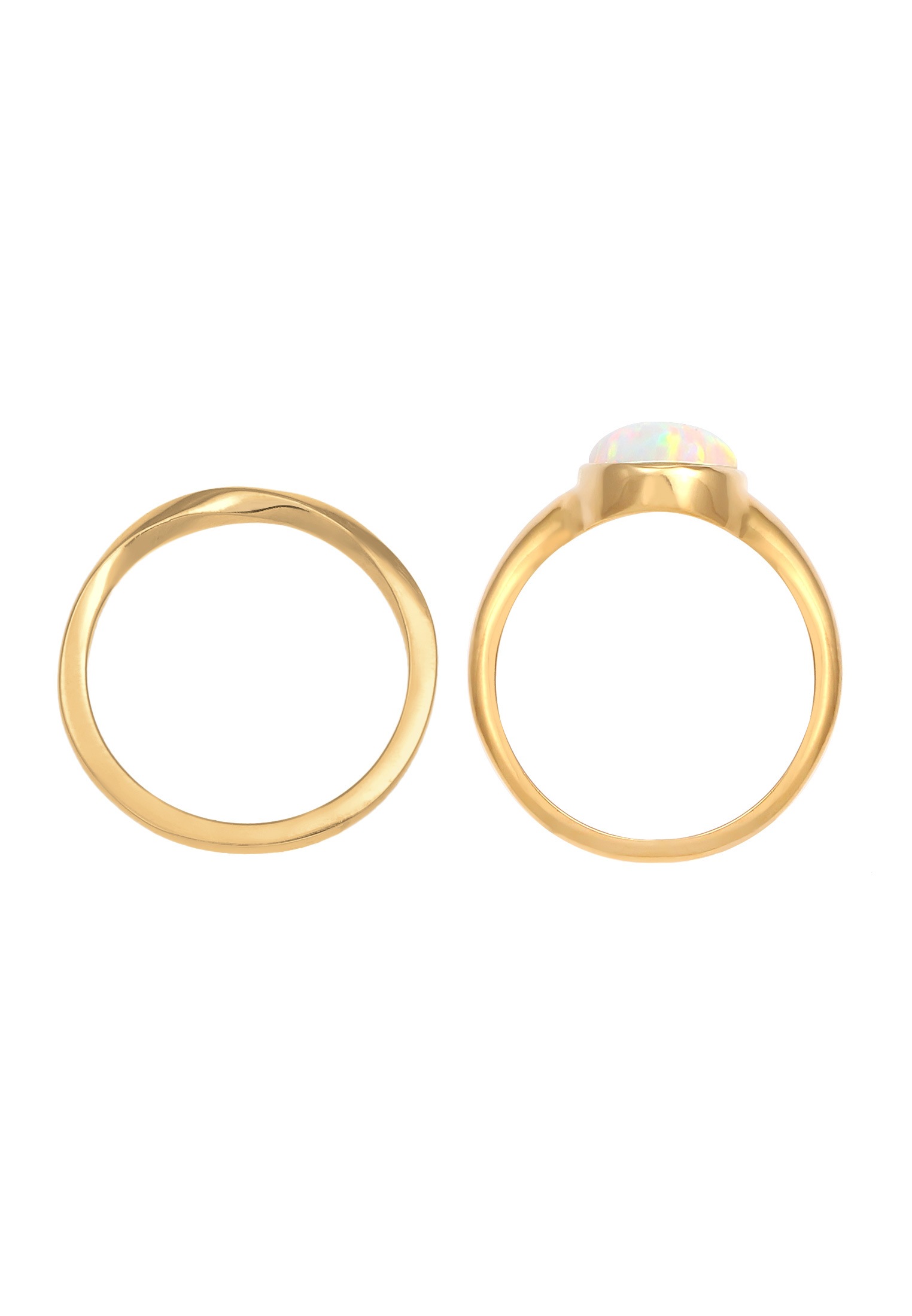 Elli Ring-Set »Ring Klassik Opal Basic gedreht (2 tlg) 925 Silber«