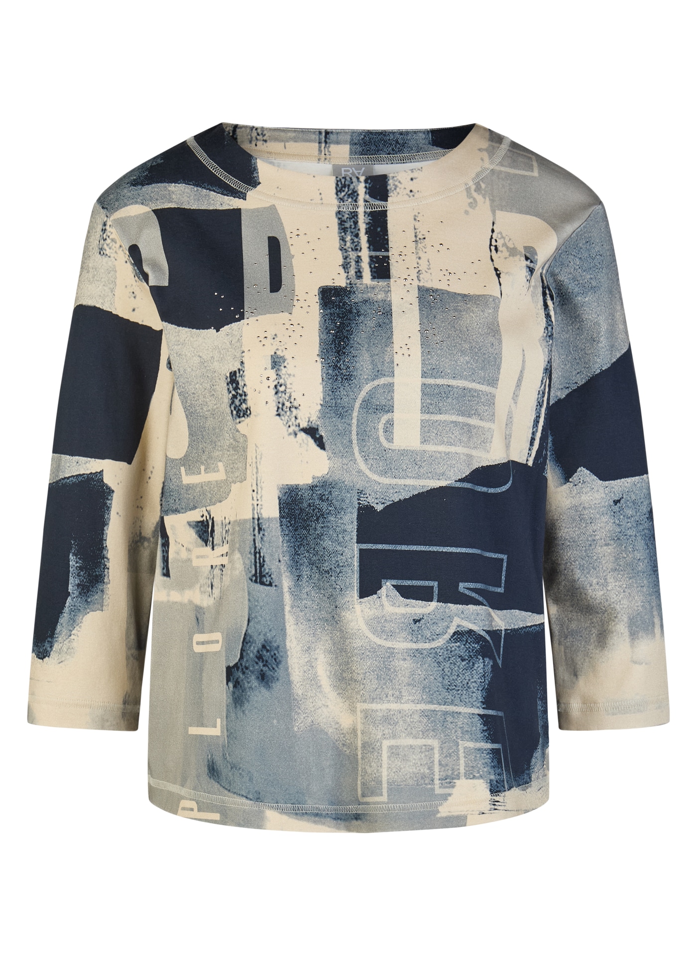 Rabe 3/4-Arm-Shirt mit grafischem Muster und Glitzer-Details