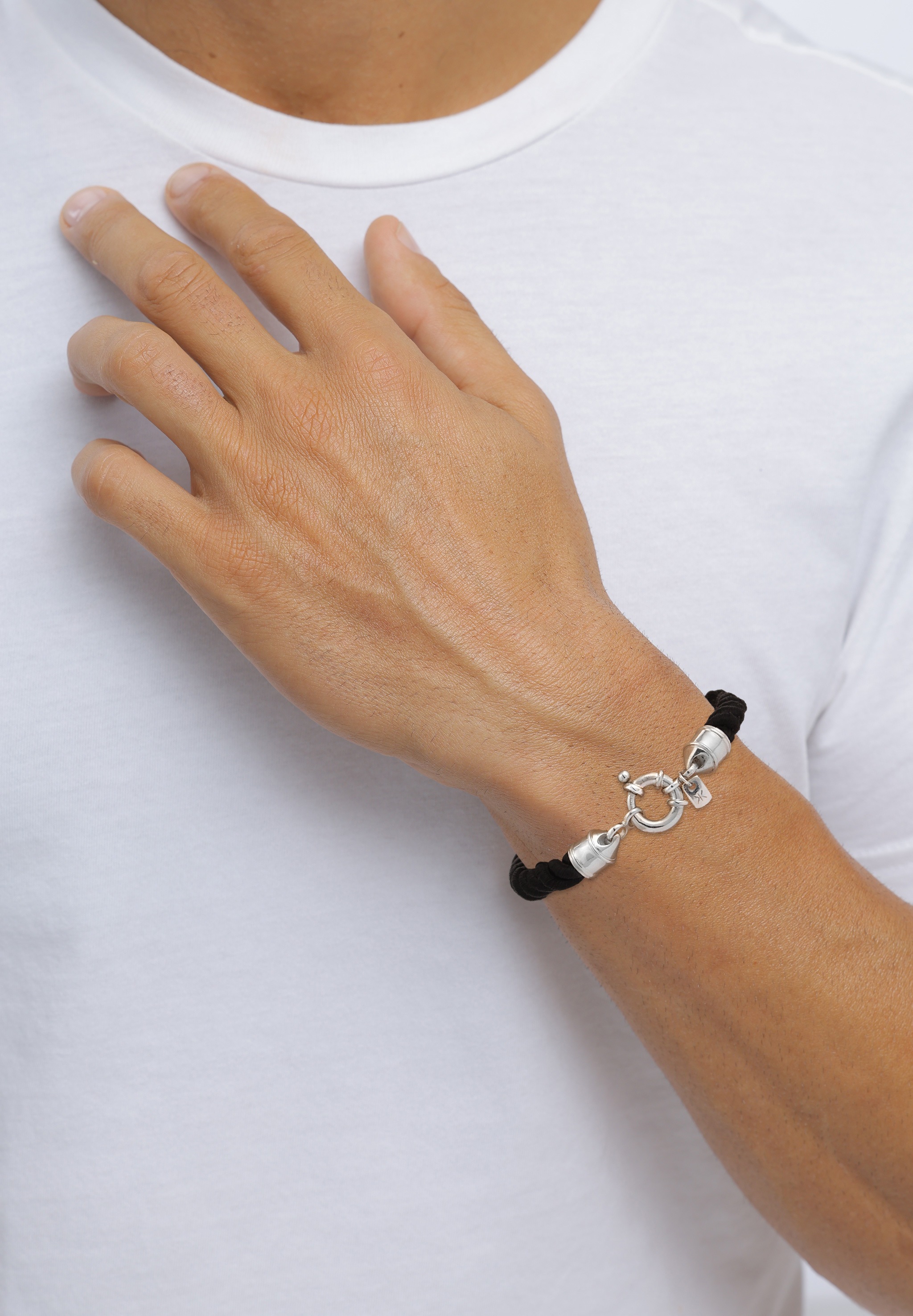 Kuzzoi Armkette »Armband Textil Kordel Schwarz 925 Sterling Silber«