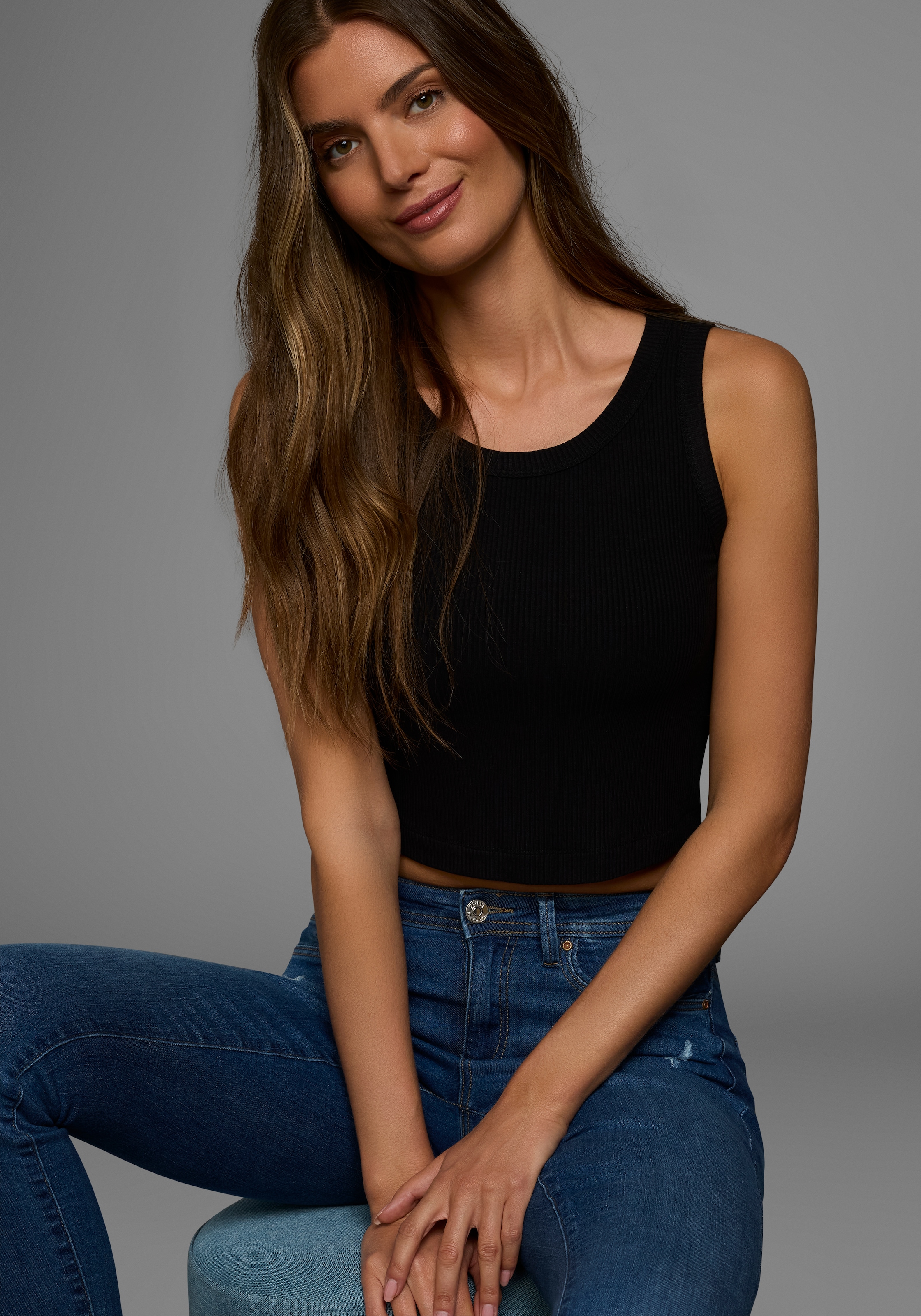 Laura Scott Crop-Top, (2-er Pack), in Rippenqualität