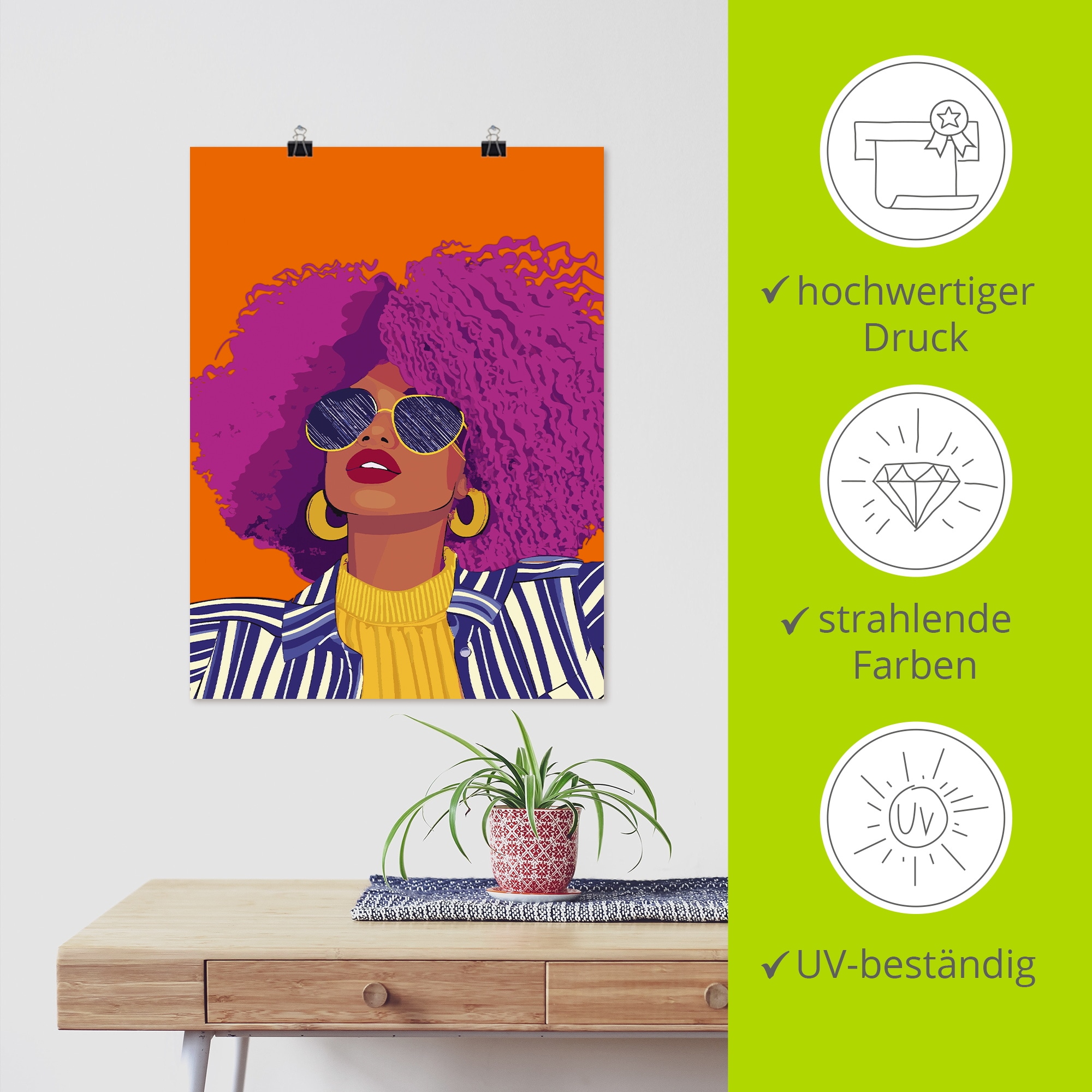 Artland Wandbild »Woman with sunglasses« Portrait 1 Stk. tlg. als Alubild, Leinwandbild, Poster, Wandaufkleber in verschied. Größen