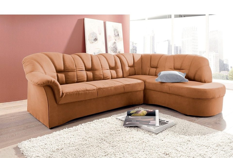 DOMO collection Ecksofa »Papenburg, zeitlose Rückensteppung, elegante Armlehne, L-Form«, mit Ottomane, wahlweise mit Bettfunktion