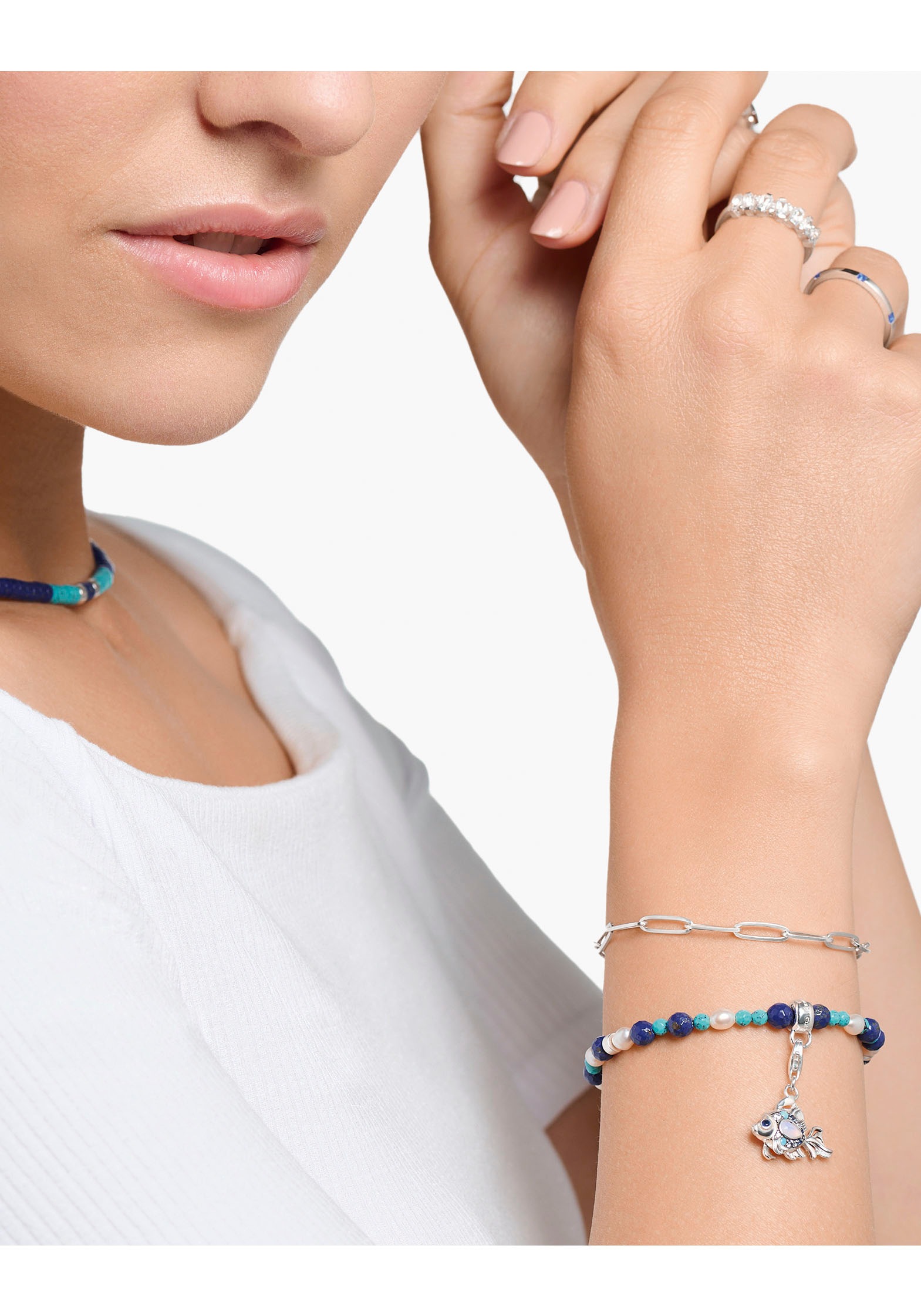 THOMAS SABO Armband »blaue Steine und Perlen, A2064-775-7-L19V«, mit Süßwasserzuchtperle