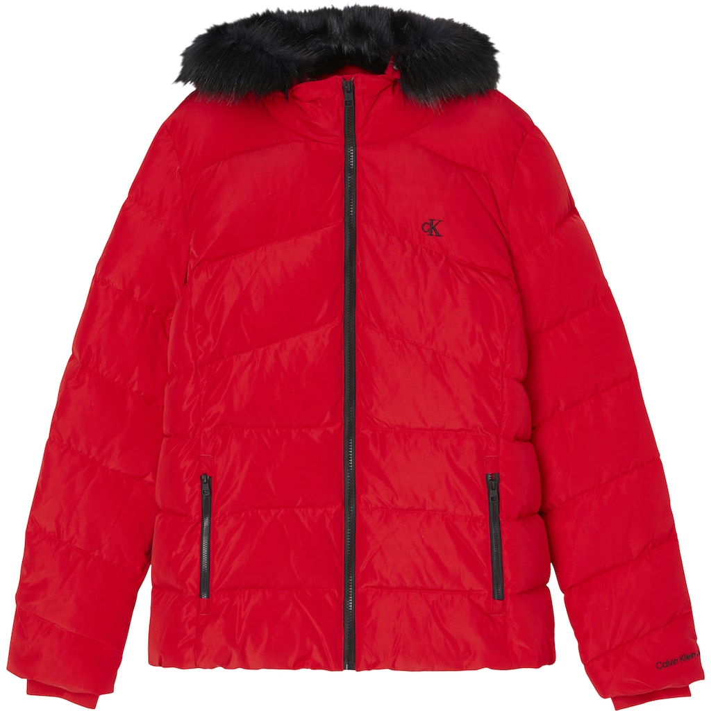 Calvin Klein Jeans Outdoorjacke »FAUX FUR MW FITTED SHORT PUFFER«, mit Kapuze