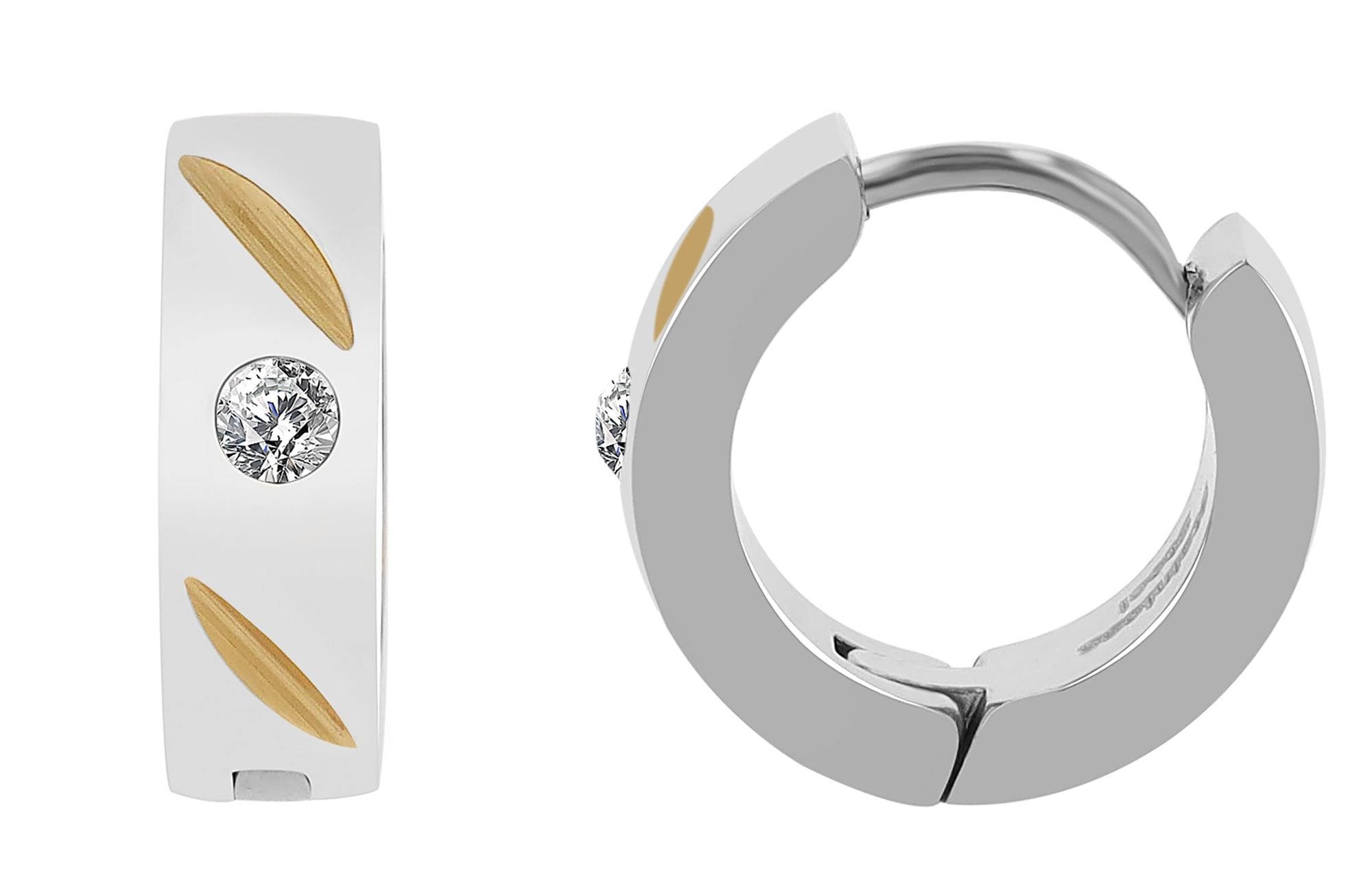 Adelia´s Paar Creolen »Damen Ohrringe ¿ Klappcreole aus Edelstahl mit Strass Steinchen«