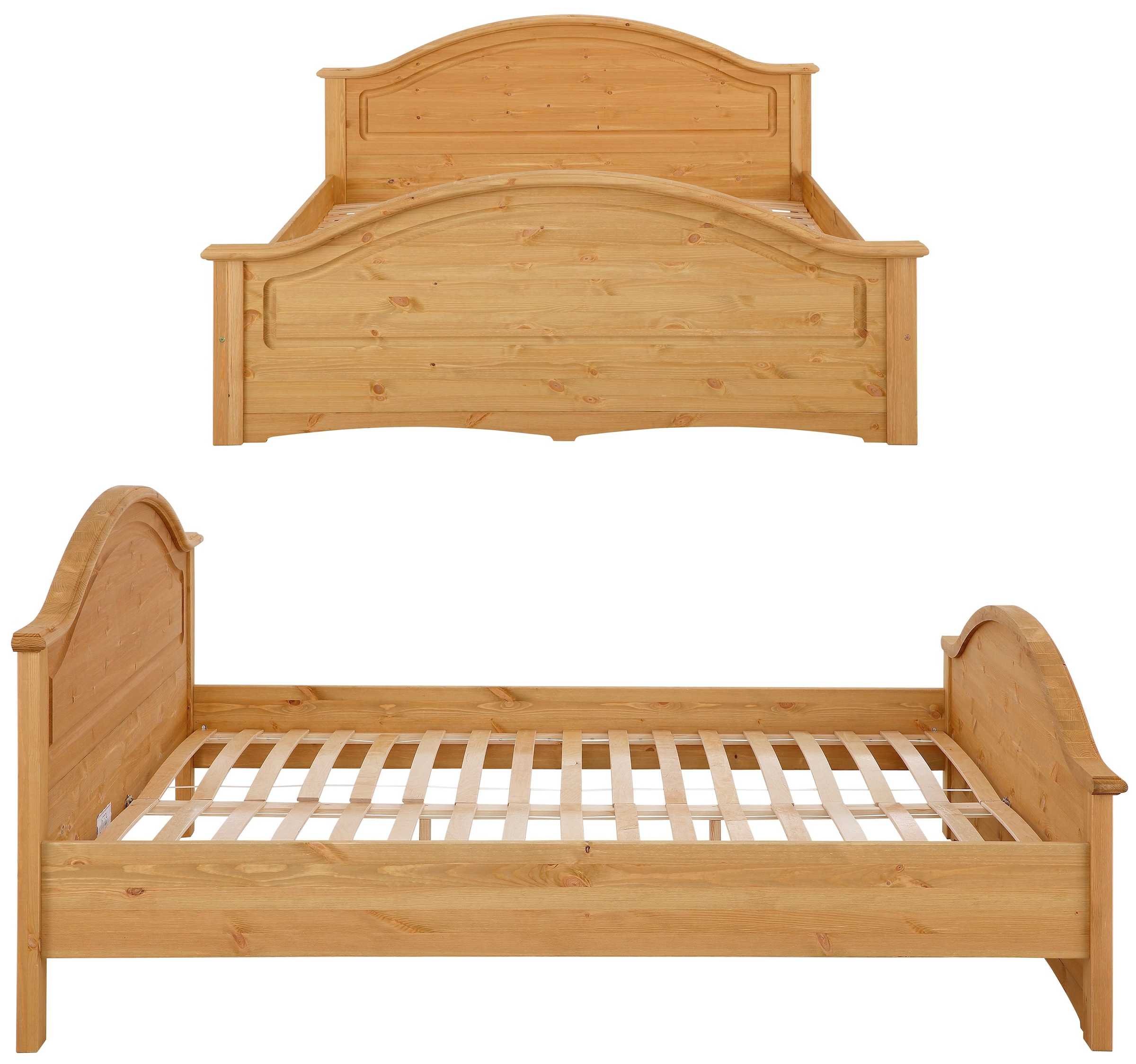 Home affaire Schlafzimmer-Set »"Konrad", komplettes Schlafzimmer mit großem Schrank«, (Set, 4 tlg., Kleiderschrank 5 türig mit Schubladen, 2 Nachttische, Bett 180x200cm), klassischer Landhausstil, Metallgriffe, Massivholz (Kiefer)