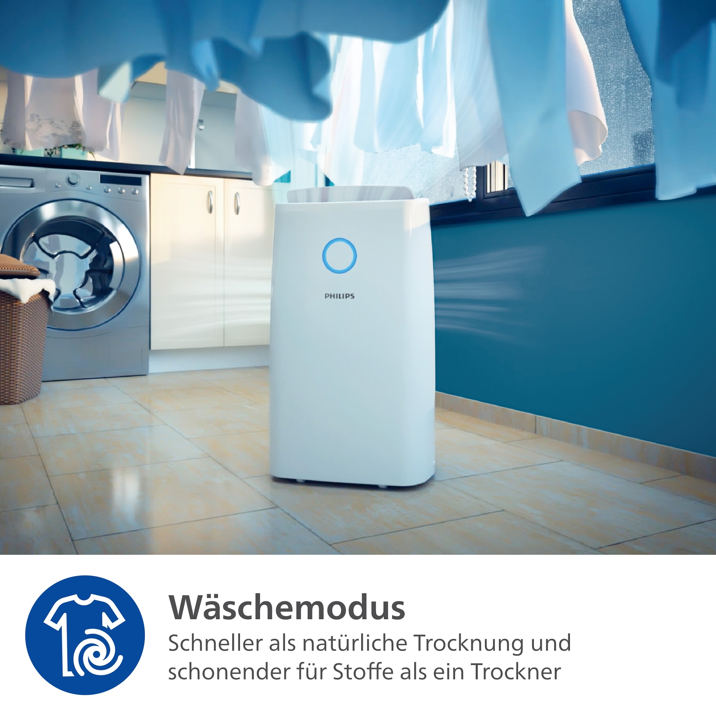 Philips Luftentfeuchter »DE3306/11 3000 Series, mit Wäschetrockner-Modus«, für 150 m³ Räume, Entfeuchtung 34,3 l/Tag, Tank 4 l, 360-Grad-Mobilität u. Aromatherapie-Zusatzoption