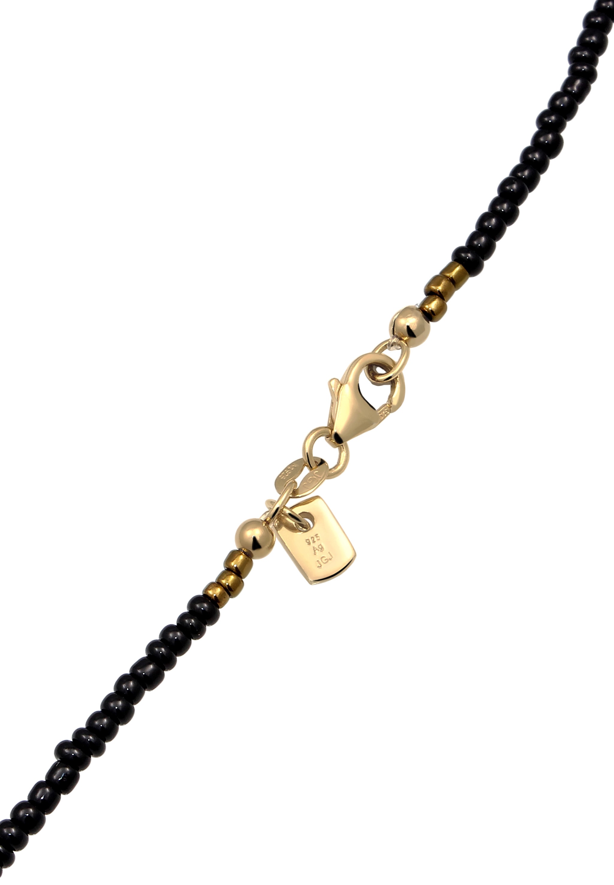Kuzzoi Silberkette »Halskette Glas Beads Schwarz 925 Sterling Silber vergoldet«