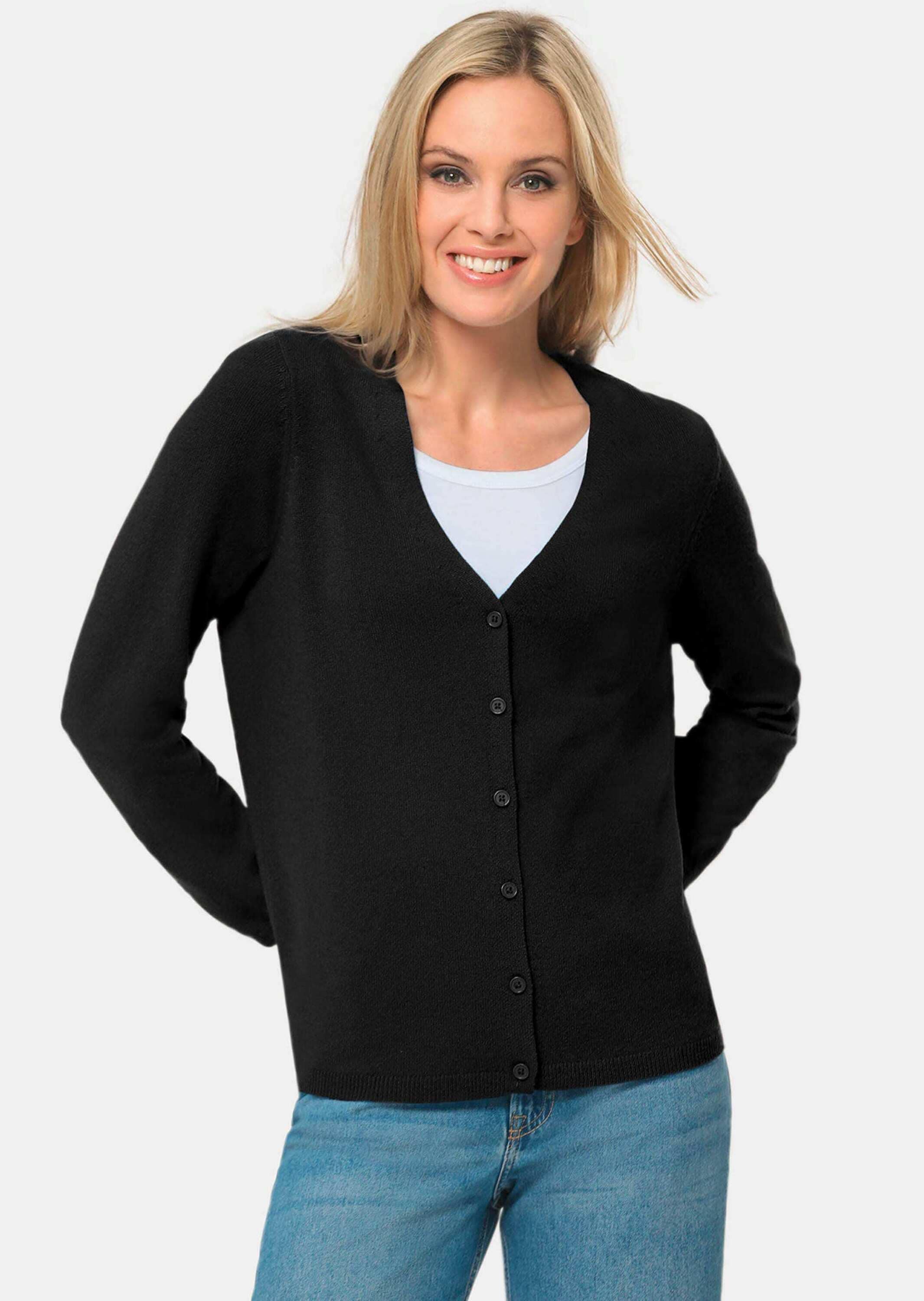 GOLDNER Strickjacke »Weiche Kaschmirstrickjacke mit V-Ausschnitt«