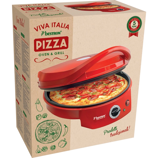 bestron Pizzaofen »APZ400 Viva Italia«, Ober-/Unterhitze, Bis max. 180°C, 1800  Watt, Rot bei OTTO