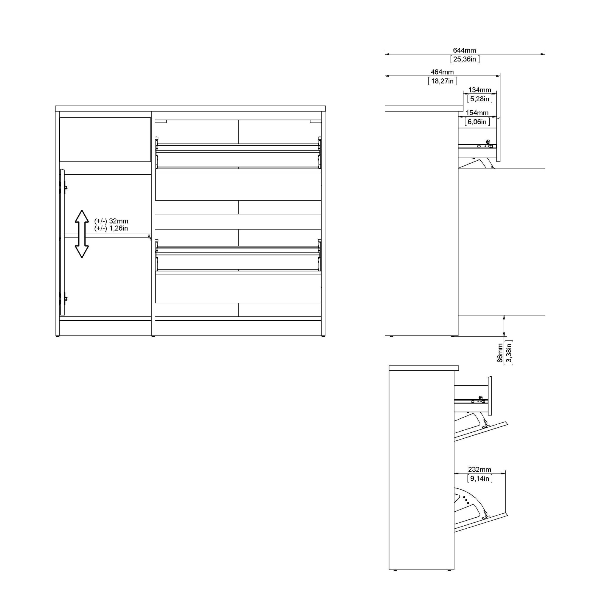 Home affaire Schuhschrank »Naia Schuhaufbewahrung, Schuhkommode, Schuhregal, Garderobenschrank,«, mit 2 Klappen und 1 Tür und 1 Schublade, Breite 109 cm