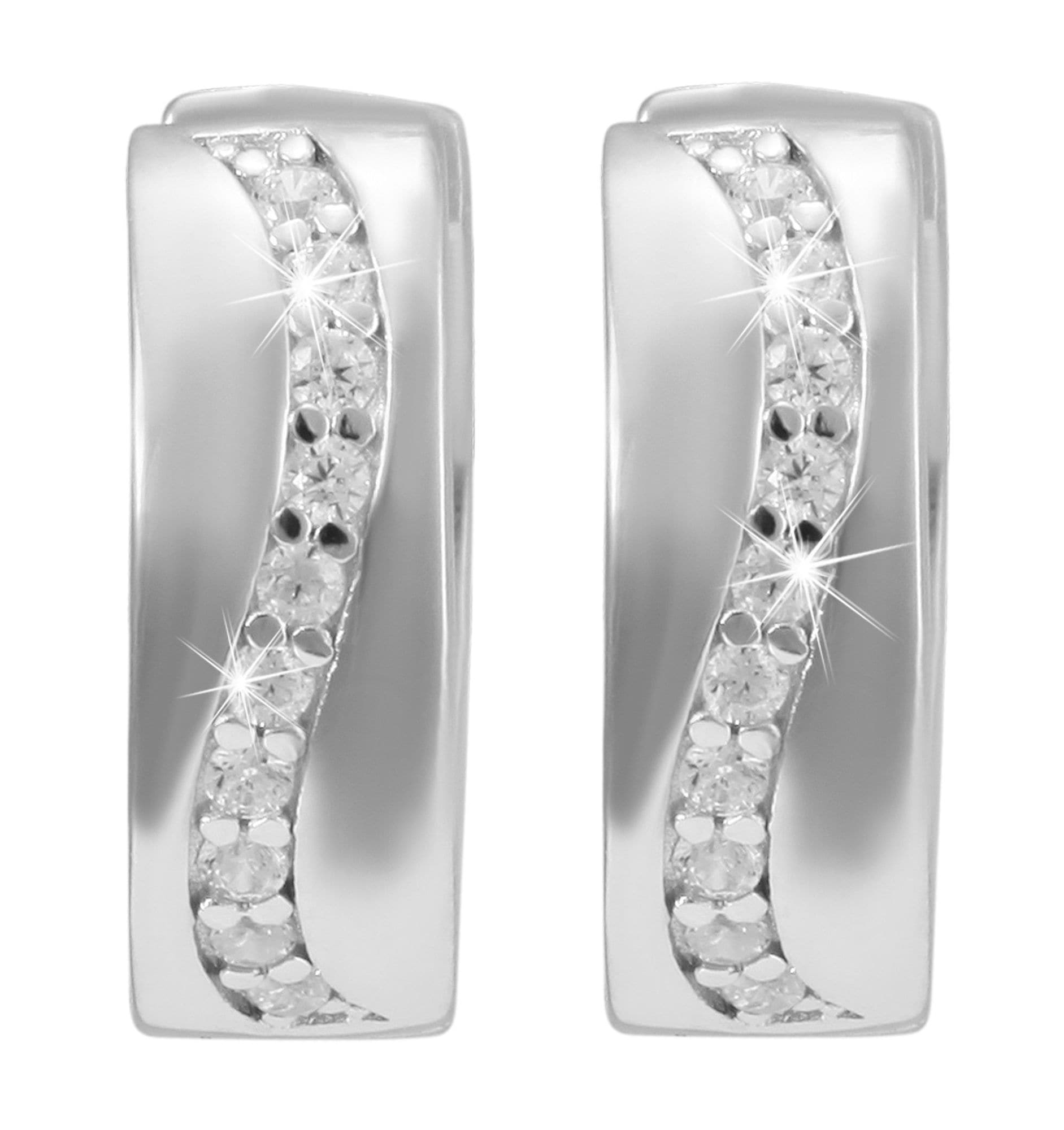 Adelia´s Paar Creolen »Damen Ohrringe ¿ Klappcreole aus 925 Silber mit Zirkonia«