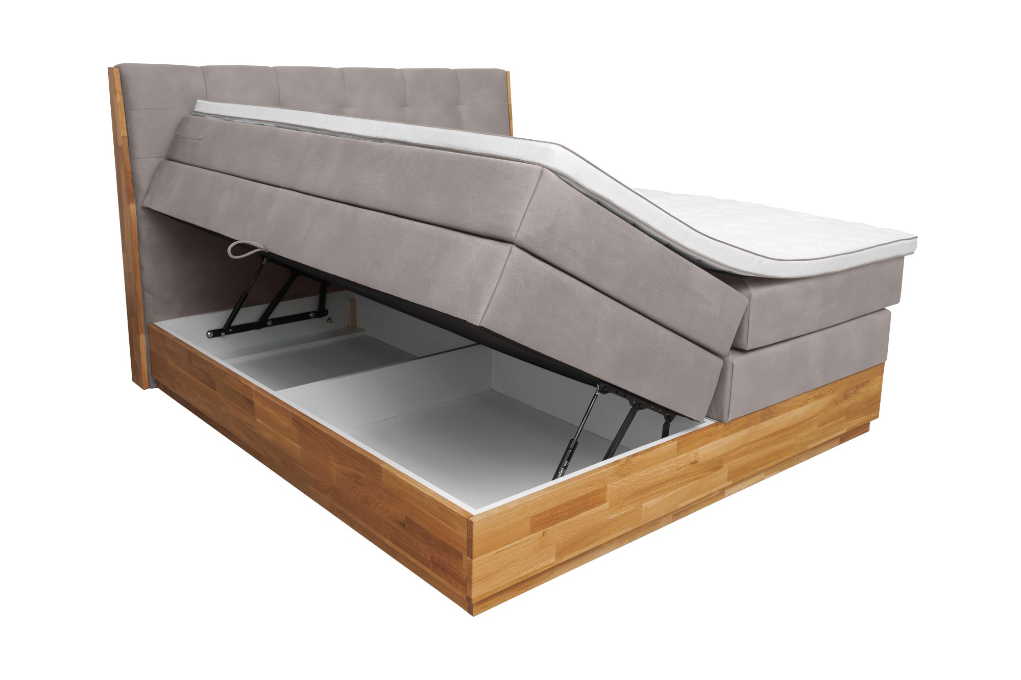 OTTO home Boxspringbett »Alleea, Doppelbett, Polsterbett, Federkernbett, Komforbett, 160/180 cm« inkl. Topper, zwei Bettkästen, Taschen-Federkernmatratze, Härtegrad 3