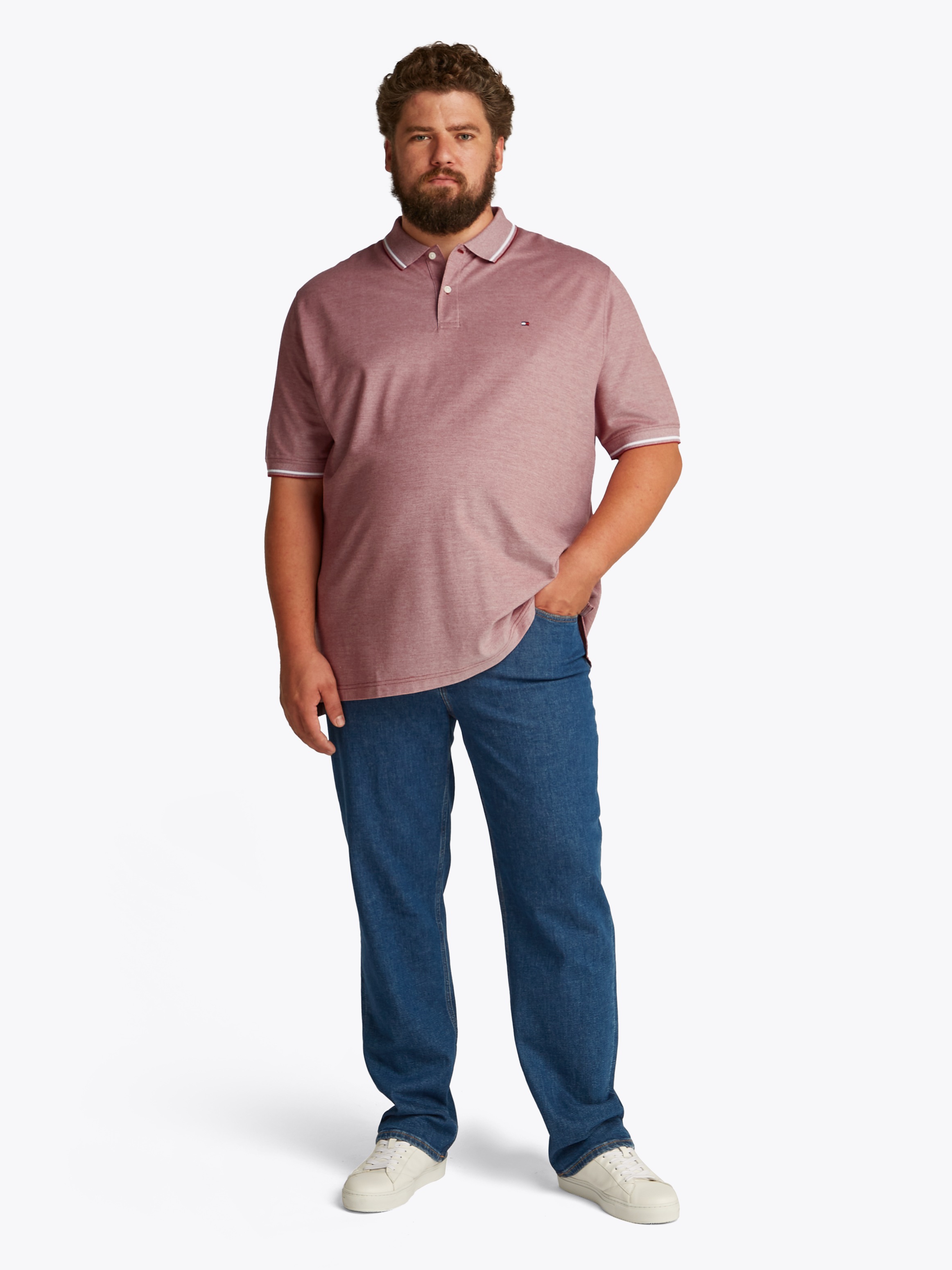 Tommy Hilfiger Big & Tall Poloshirt »BT-OXFORD TWO TONE REG POLO-B«, in Großen Größen, Logostickerei