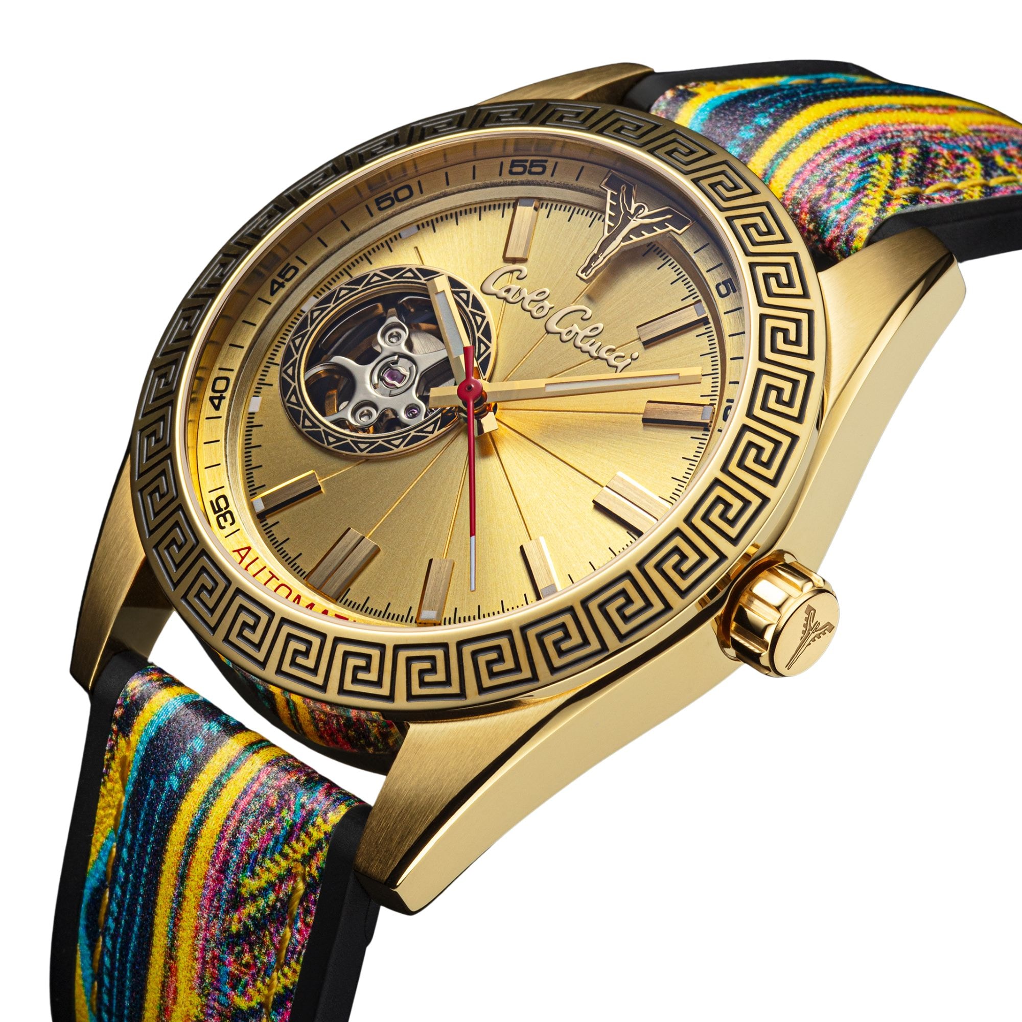 CARLO COLUCCI Automatikuhr Armbanduhr, Herrenuhr, Mechanische Uhr, Silikonarmband, analog
