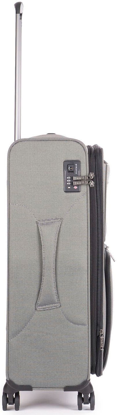 Stratic Weichgepäck-Trolley »Bendigo Light + M, silver«, 4 Rollen, Reisekoffer großer Koffer Aufgabegepäck TSA-Zahlenschloss