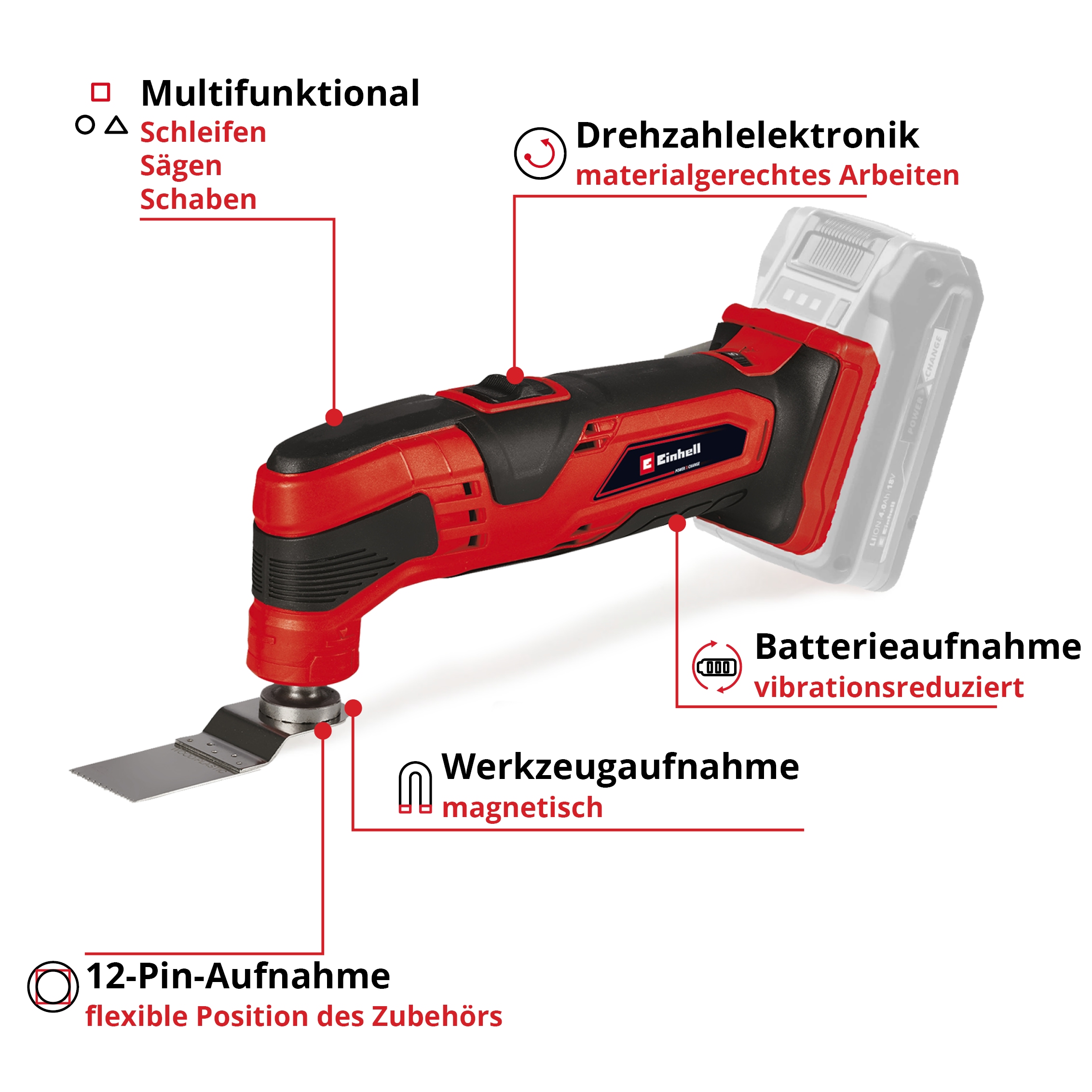 Einhell Akku-Multifunktionswerkzeug »TC-MG 18 Li-Solo«