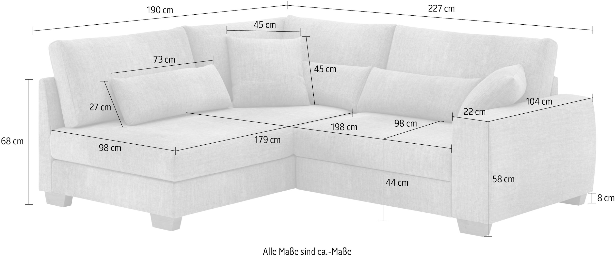 Mr. Couch Ecksofa »Helena L-Form, bis 140 kg belastbar«, mit Taschenfederkern, wahlweise mit Bettfunktion