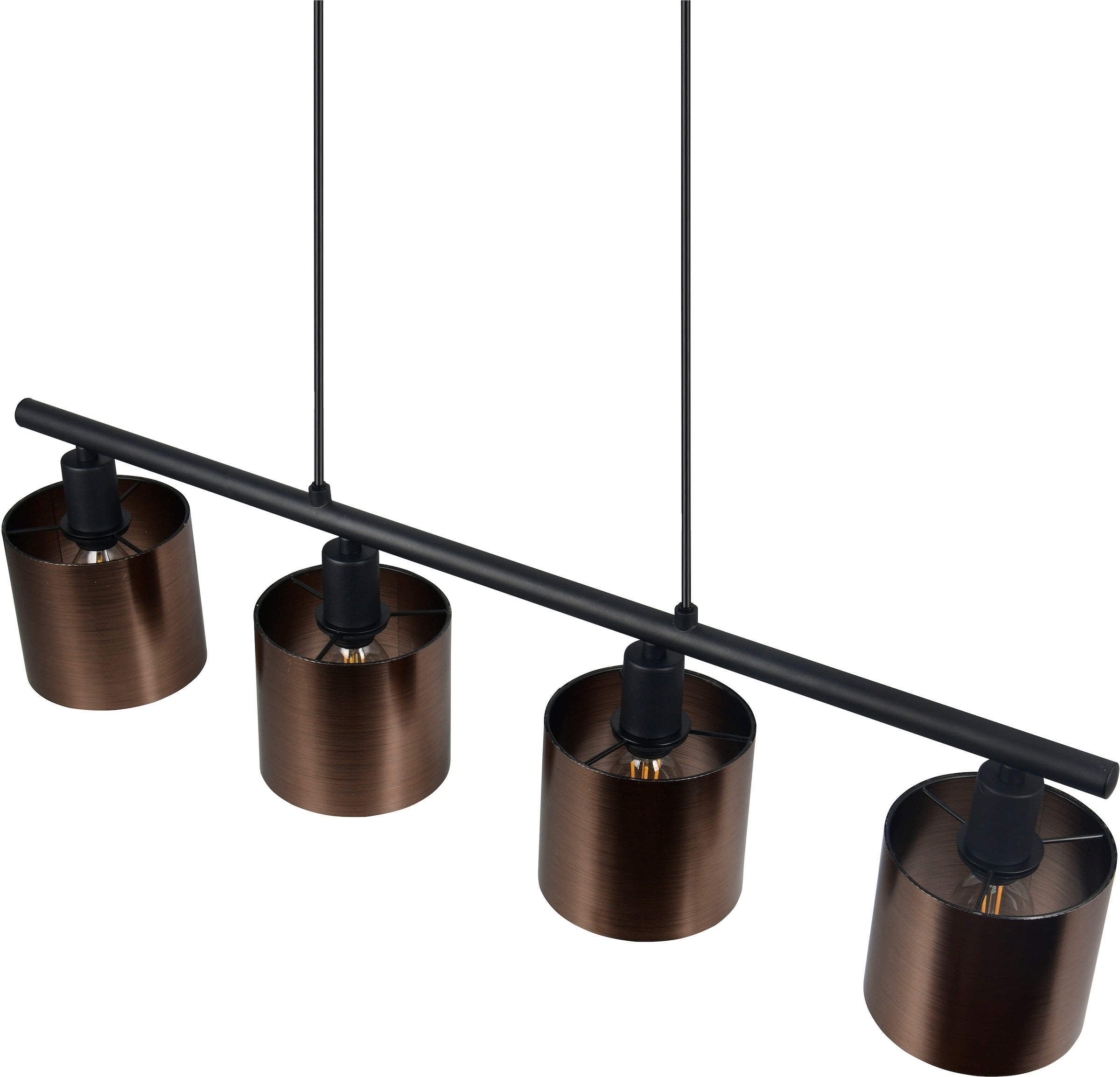 REALITY Leuchten Pendelleuchte »JASON, Hängelampe Esszimmerlampe,  4-flammig, exkl. 4xE14 max 10W« E14 1 Stk. warmweiß - kaltweiß höhenverstellbar max 150cm, mit semi-transparenten Kunststoff-Schirmen