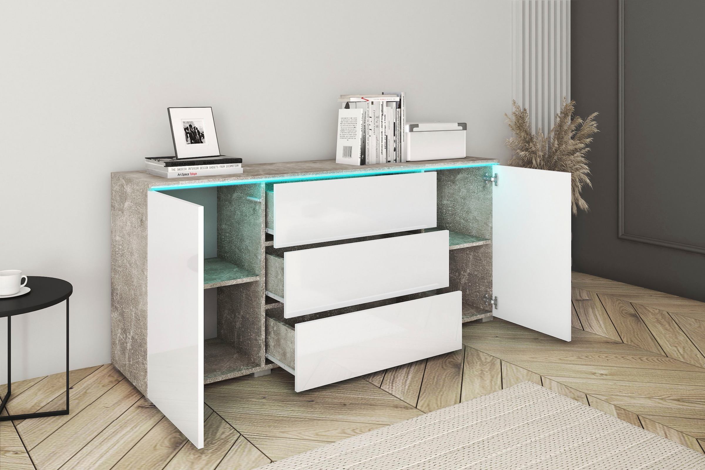 INOSIGN Sideboard »VERA«, moderne grifflose Kommode Breite 150 cm, Einlegeböden verstellbar