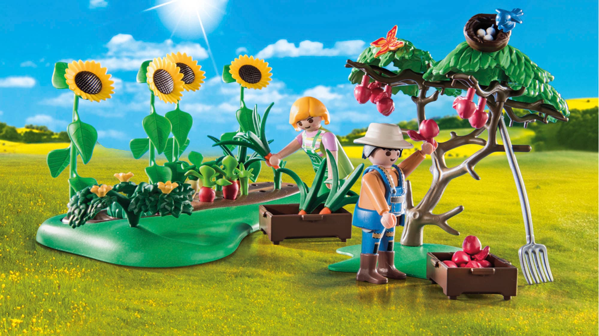 Playmobil® Konstruktions-Spielset »Starter Pack, Bauernhof Gemüsegarten (71380), Country«, (91 St.), teilweise aus recyceltem Material