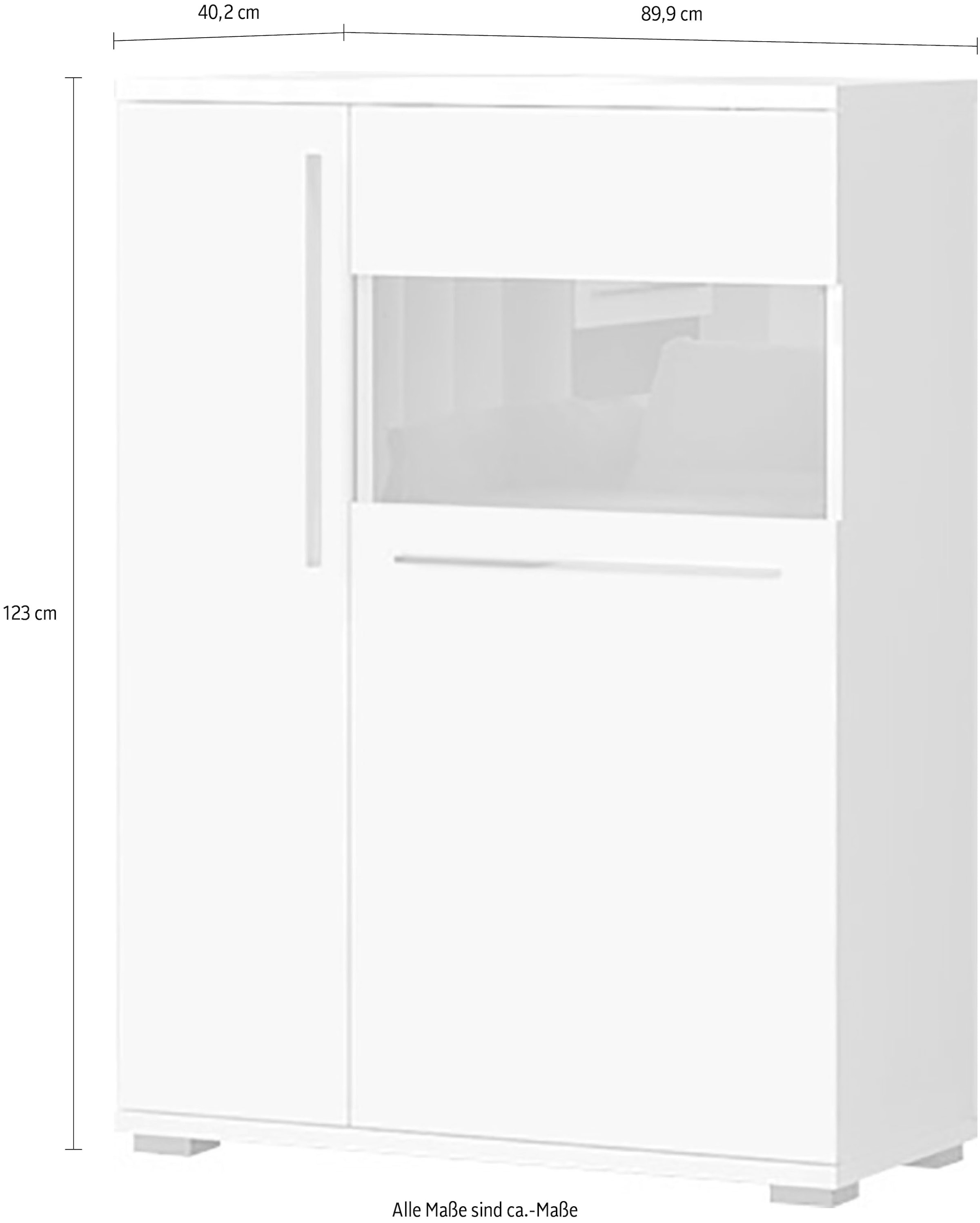 Places of Style Highboard »Piano Vitrine«, UV lackiert, Soft-Close Funktion