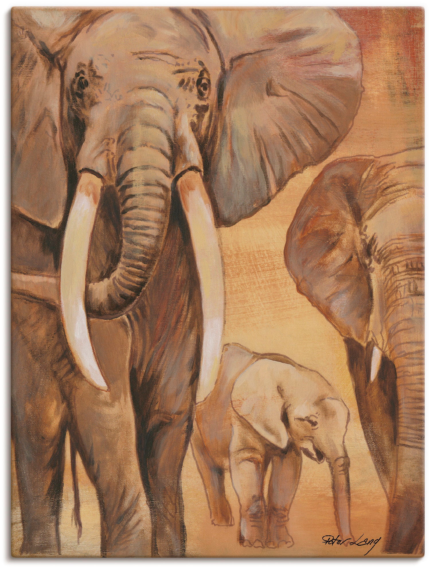 Artland Wandbild »Elefanten I«, Wildtiere, (1 St.), als Alubild,  Leinwandbild, Wandaufkleber oder Poster in versch. Größen bei OTTO