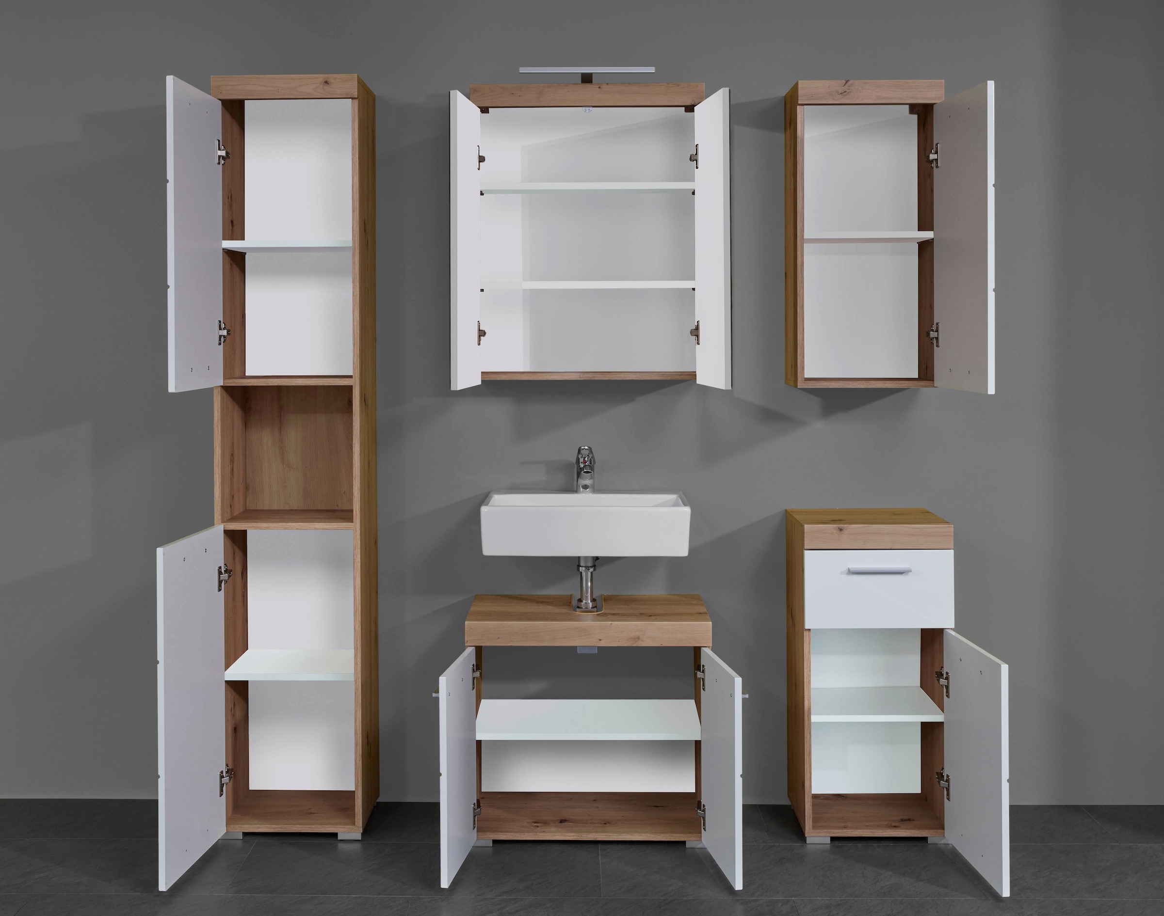 welltime Hochschrank »Avena« Badschrank mit 2 Türen & 1 Fach - (B/T/H) 37/31/190 cm
