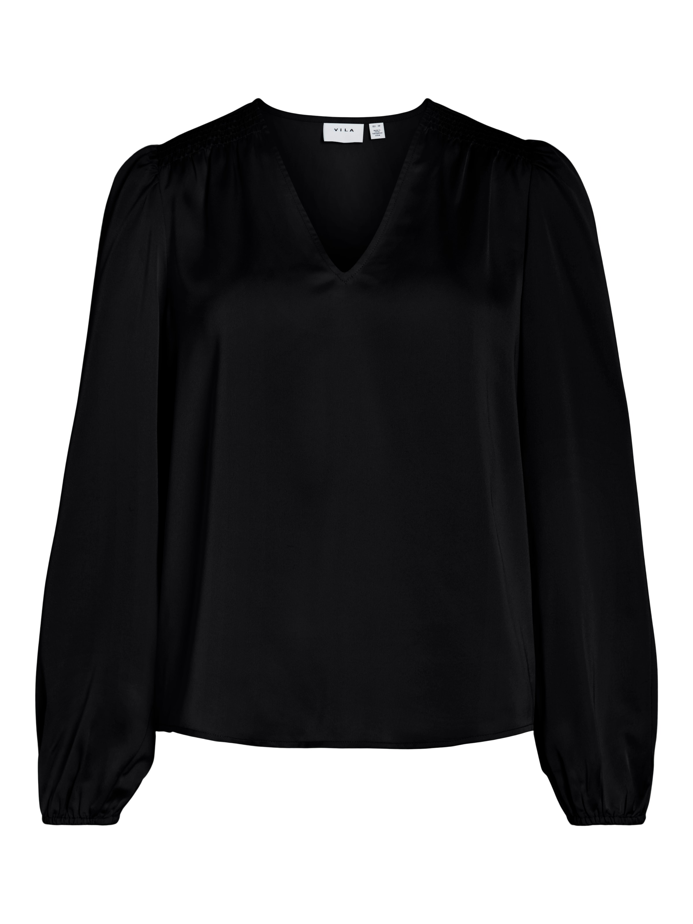 Vila Langarmshirt »VIELLETTE L/S SMOCK SATIN TOP - NOOS« Kunstfaser, regular fit