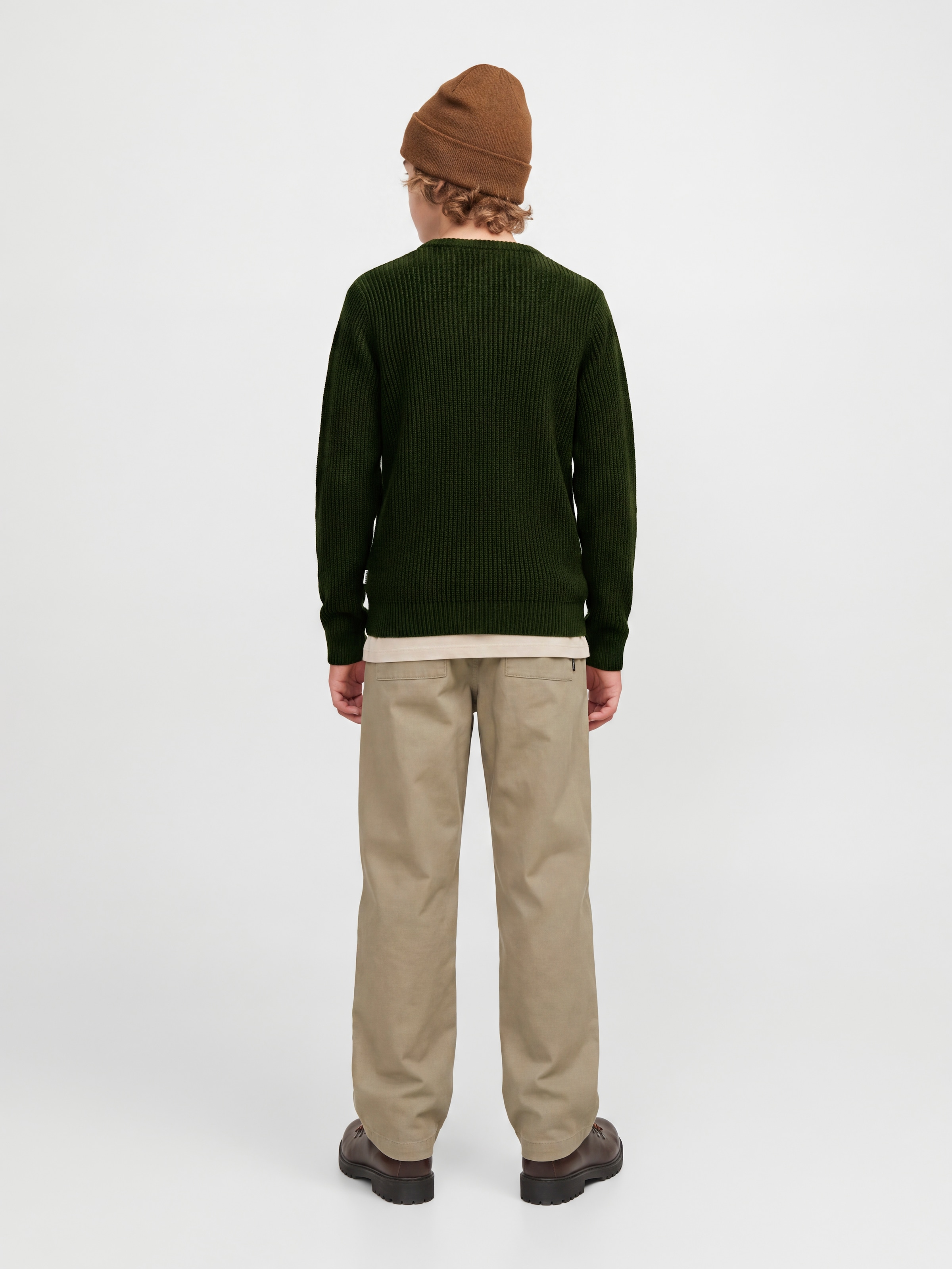 Jack & Jones Junior Rundhalspullover »JJPANNEL KNIT CREW NECK AW26 JNR« Materialmix, regular fit
