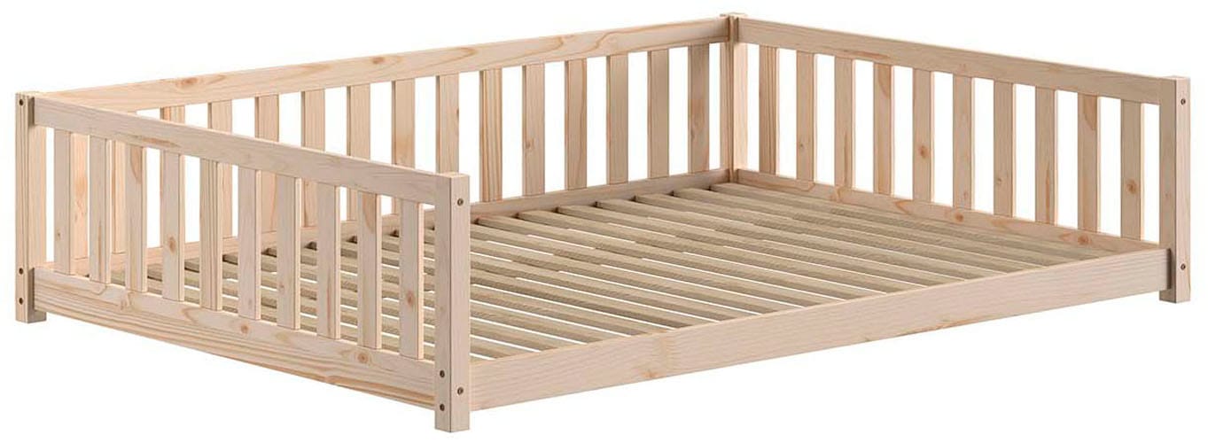 Vipack Daybett »Dallas Massiv Bett mit Rausfallschutz umbaubar vom Boden- zum Daybett« mit Bettschublade, wahlweise Kiefer massiv natur oder weiß