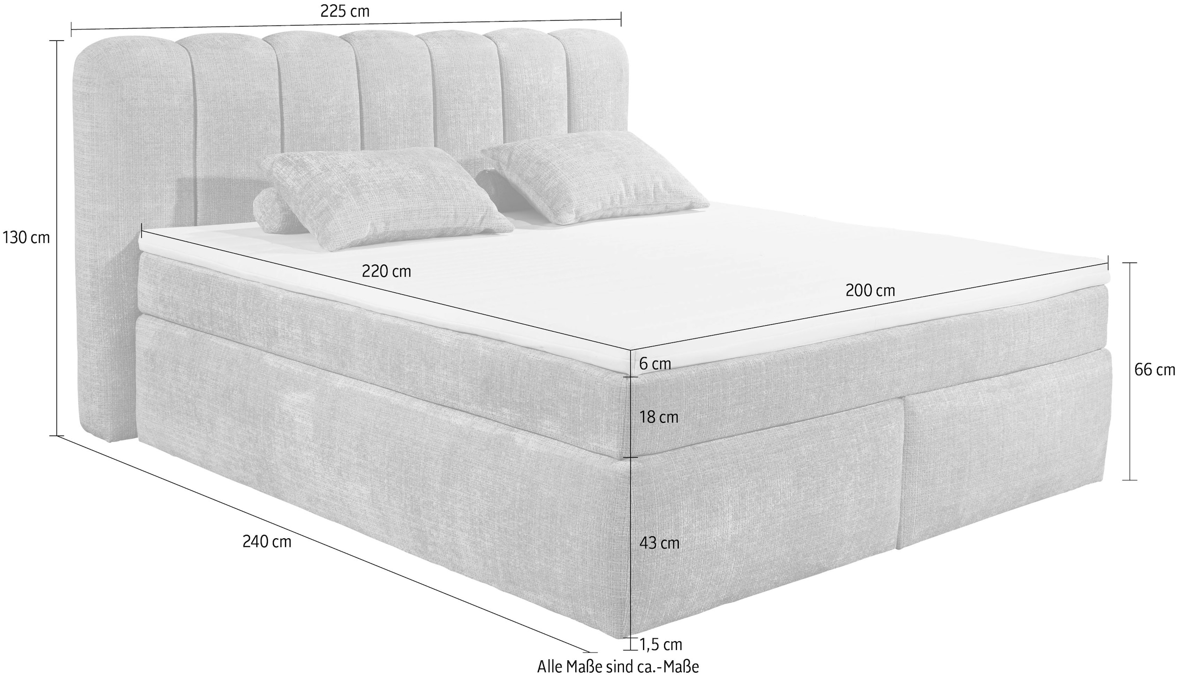 ED EXCITING DESIGN Boxspringbett »Gibsons in der Größe 200x220cm, Überlänge«