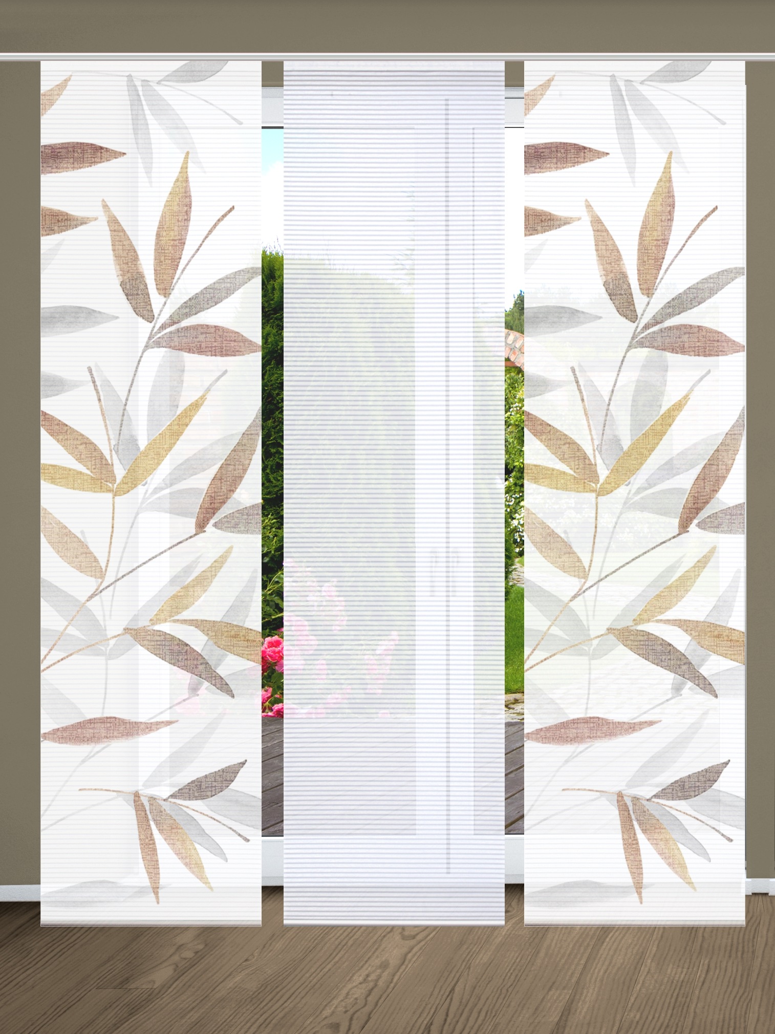 HOME in green Schiebegardine »RANDOW« Paneelwagen 3 Stk. tlg. SET DIGITALDRUCK,BAMBUSOPTIK RECYCELT