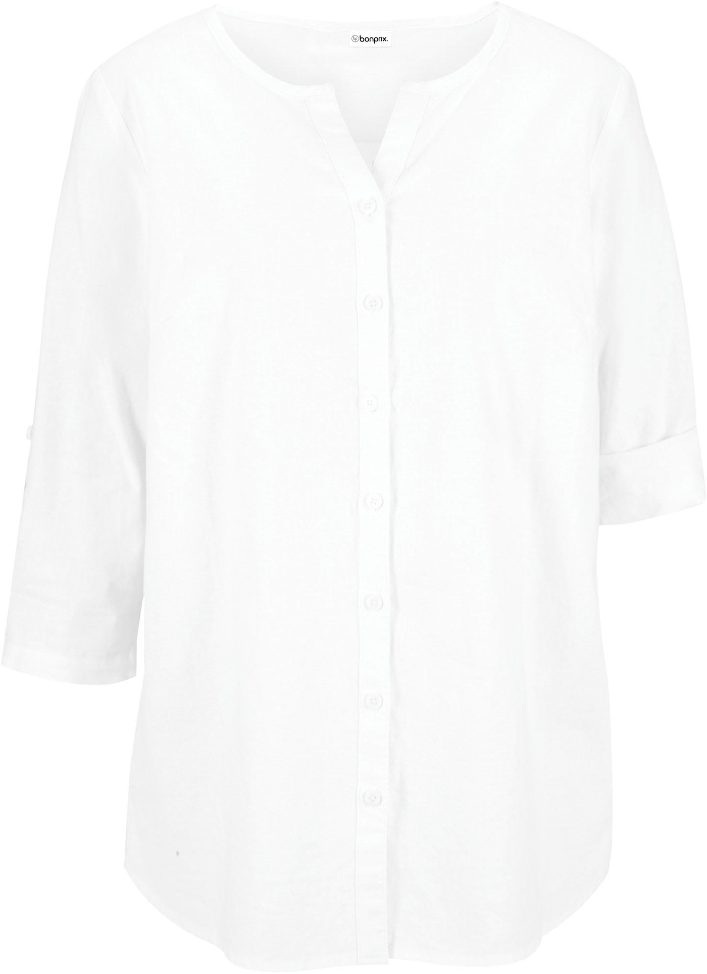 bonprix Langarmbluse »Bluse mit Leinen, 3/4 Arm« Regular Fit, für den Alltag, aus Leinen und Baumwolle