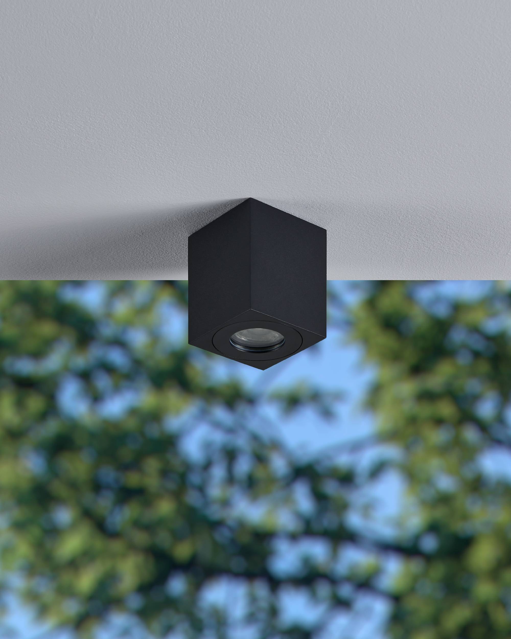 EGLO Deckenleuchte »Torrecola Deckenlampe, Außenbeleuchtunga us Aluminium, GU10, Lampe« GU10 1 Stk. Wand-/Deckenleuchte - L8 x B8 x H9,5 cm - schwarz - 1X5W exkl.