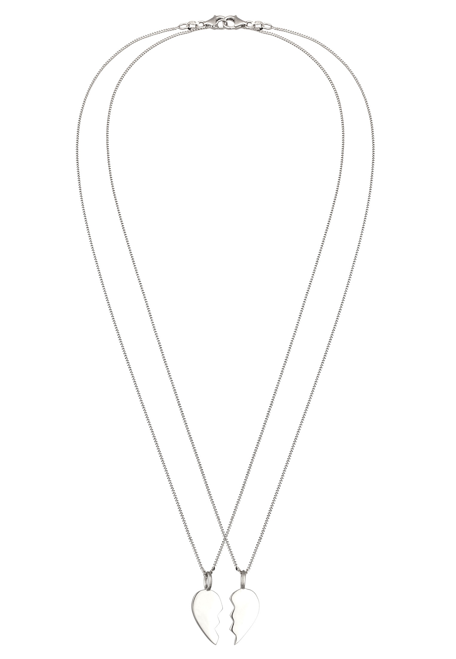 Elli Ohrring und Ketten Set »Halskette Set mit geteilten Herz 925 Sterling Silber«