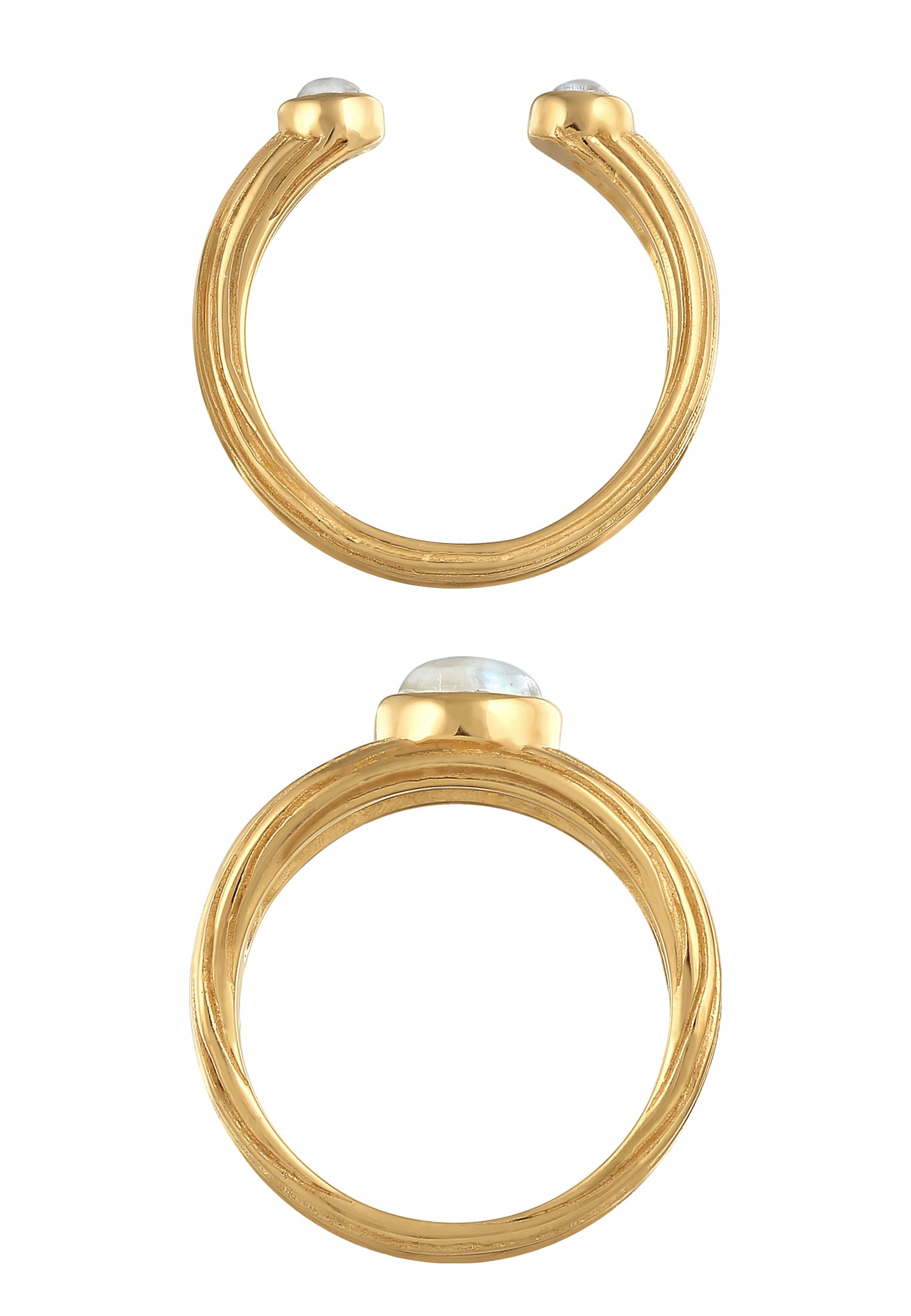 Elli Premium Siegelring »Ring Siegelring Offen Mondstein Klassik Set«