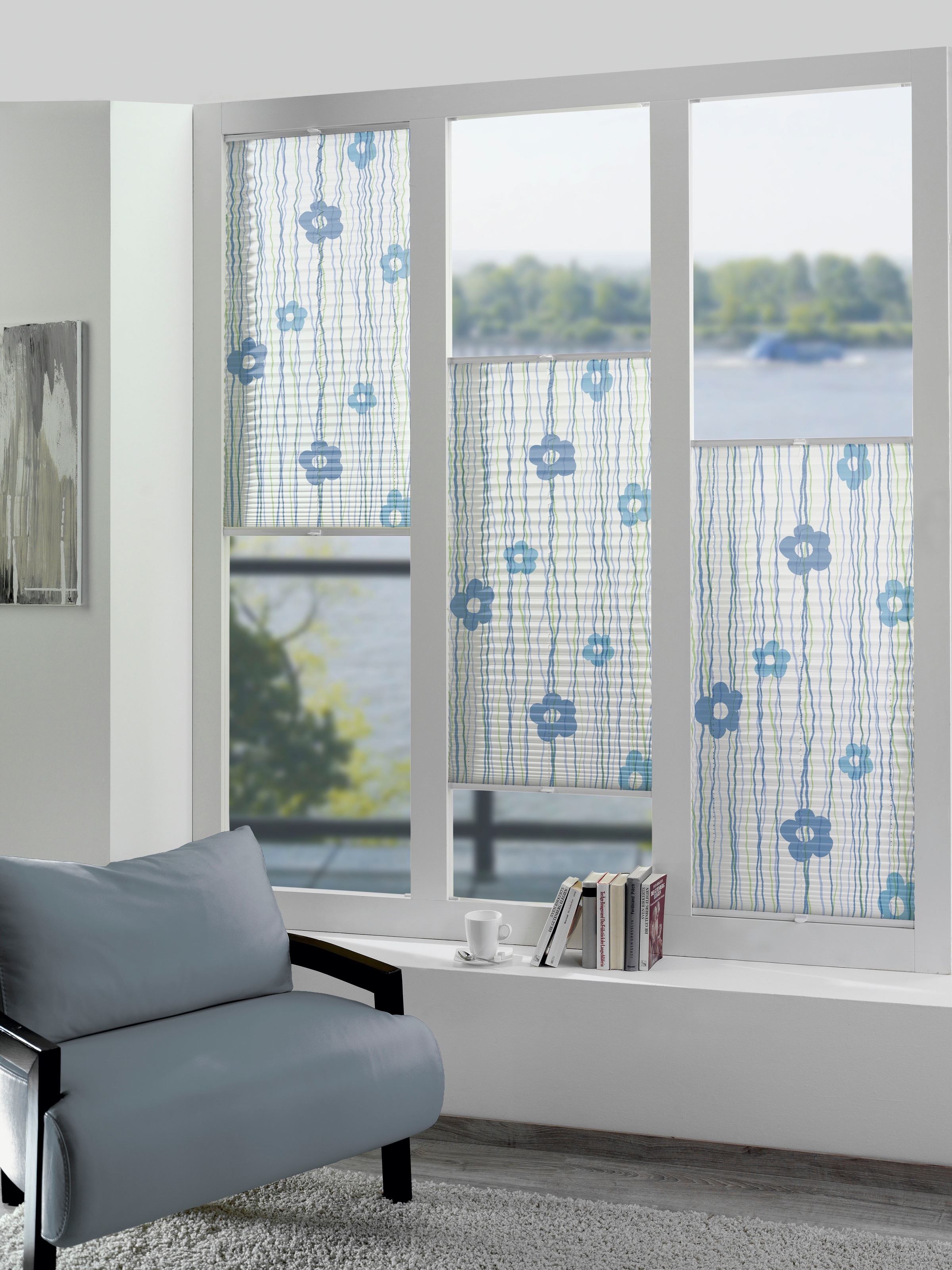 DELAVITA Plissee nach Maß »Aquarell«, Lichtschutz, mit Bohren, verspannt, Krepp-Optik