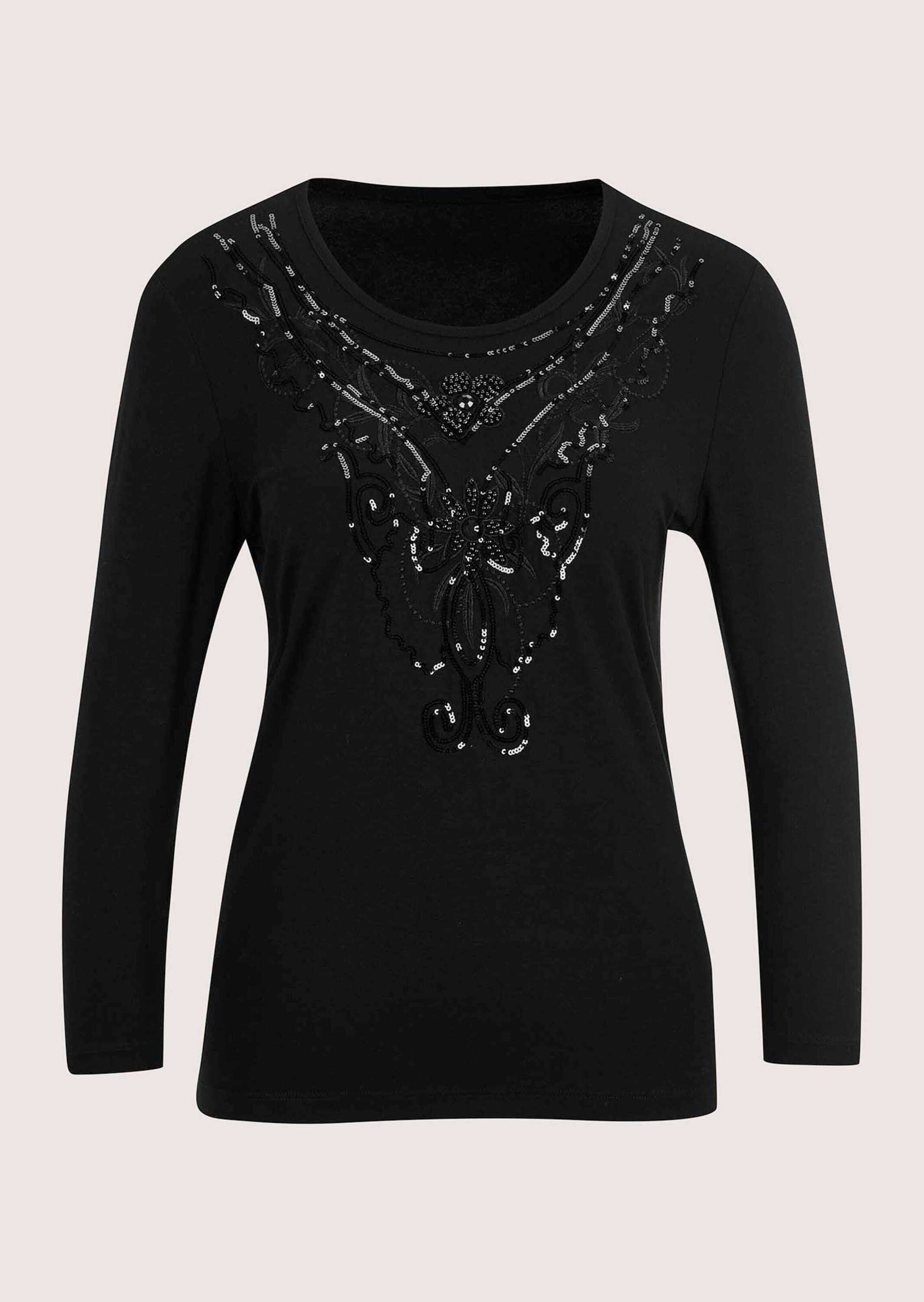 MADELEINE T-Shirt »Glanzshirt Funkelndes Oberteil mit Ziersteinen« Glanz-Akzente