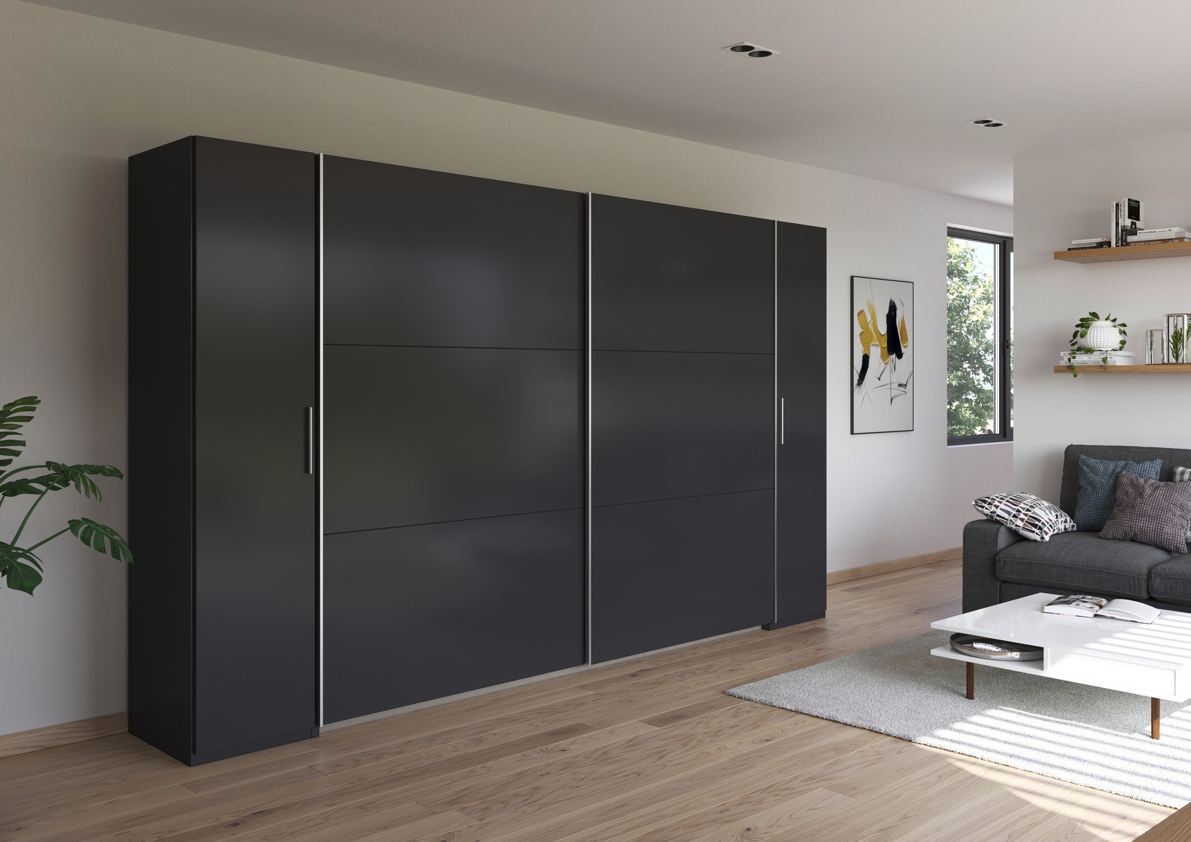 rauch Schwebetürenschrank »Kleiderschrank Drehtürenschrank Schrank Garderobe KRONACH« in 3 Ausstattungen BASIC/CLASSIC/PREMIUM, Breiten 225/268/311/354 cm,  mit Dreh- und Schwebetüren und vielen Einlegeböden MADE IN GERMANY