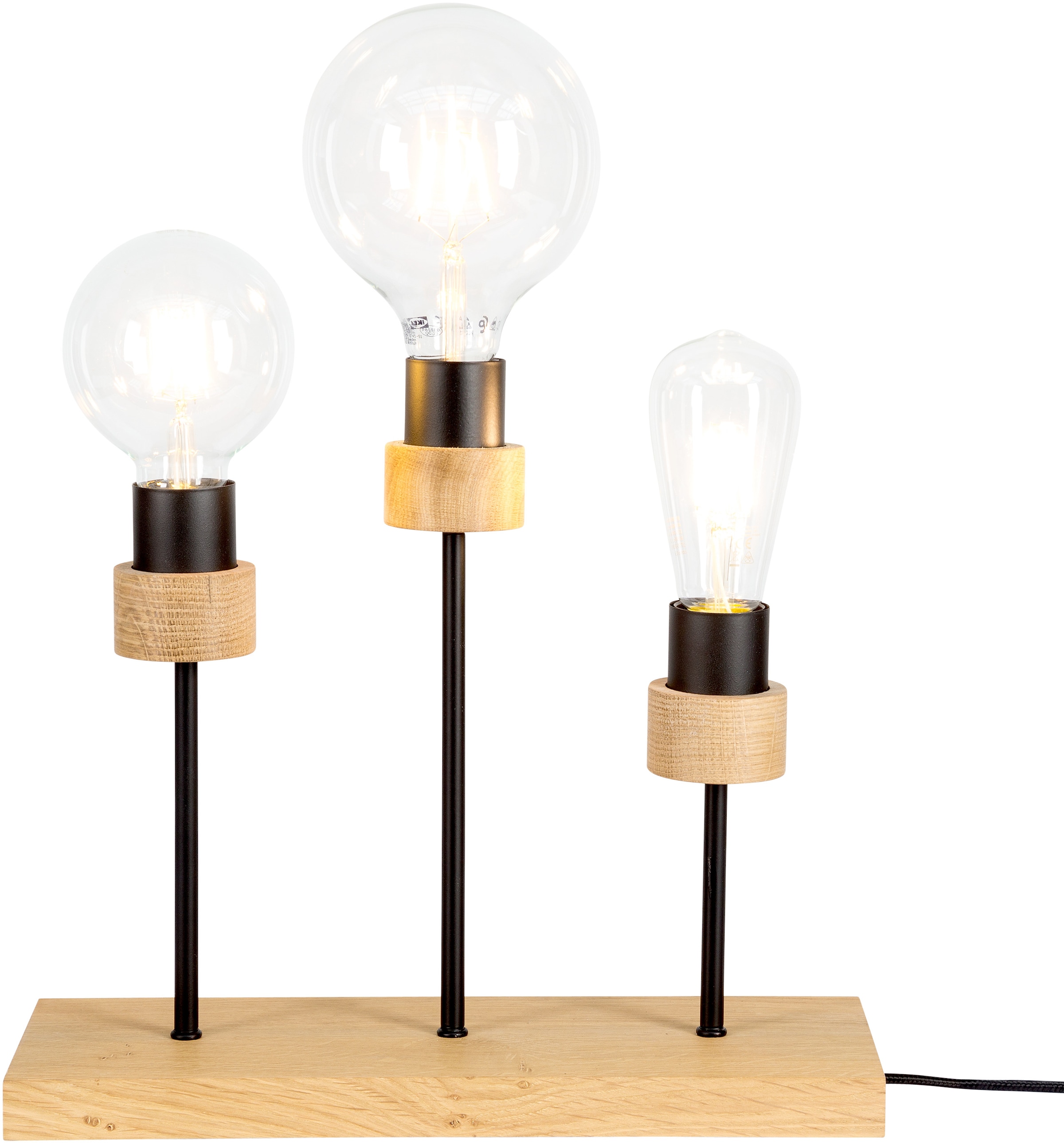 BRITOP LIGHTING Tischleuchte »CHANDELLE«, 3 flammig, Leuchtmittel E27 | Leuchtmittel wechselbar-ohne Leuchtmittel, Naturprodukt aus Eichenholz, Nachhaltig mit FSC®-Zertifikat