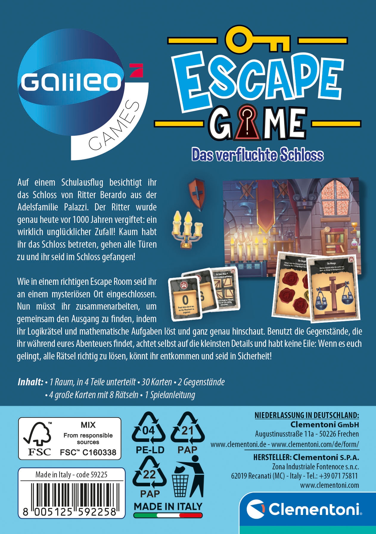 Clementoni® Spiel »Galileo, Escape Game Das verfluchte Schloss«, Made in Europe