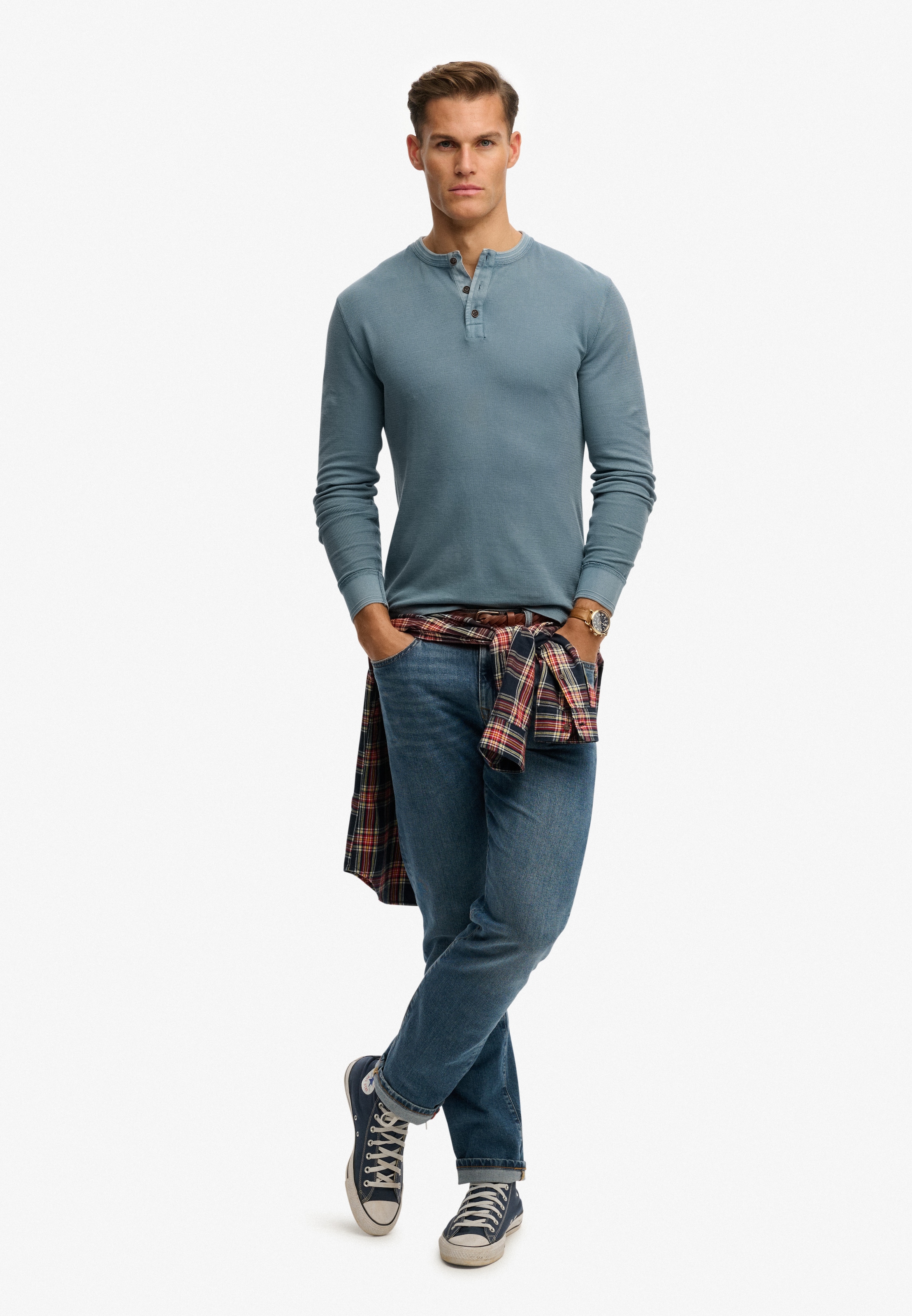 Superdry Langarmshirt »LW TEXTURED GRANDAD TOP«