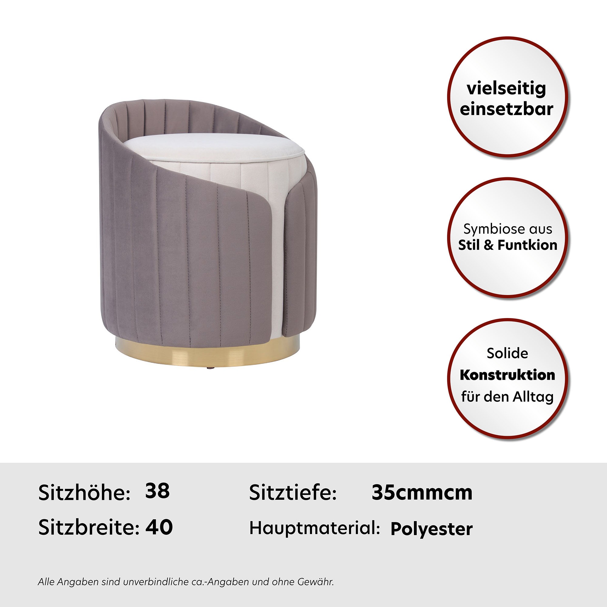 Kayoom Sitzhocker »Hocker Corin 145, Modernes Design, Komfortabel mit Rückenstütze«, (1 St.), zweifarbig, modern, komfortable Rückenstütze